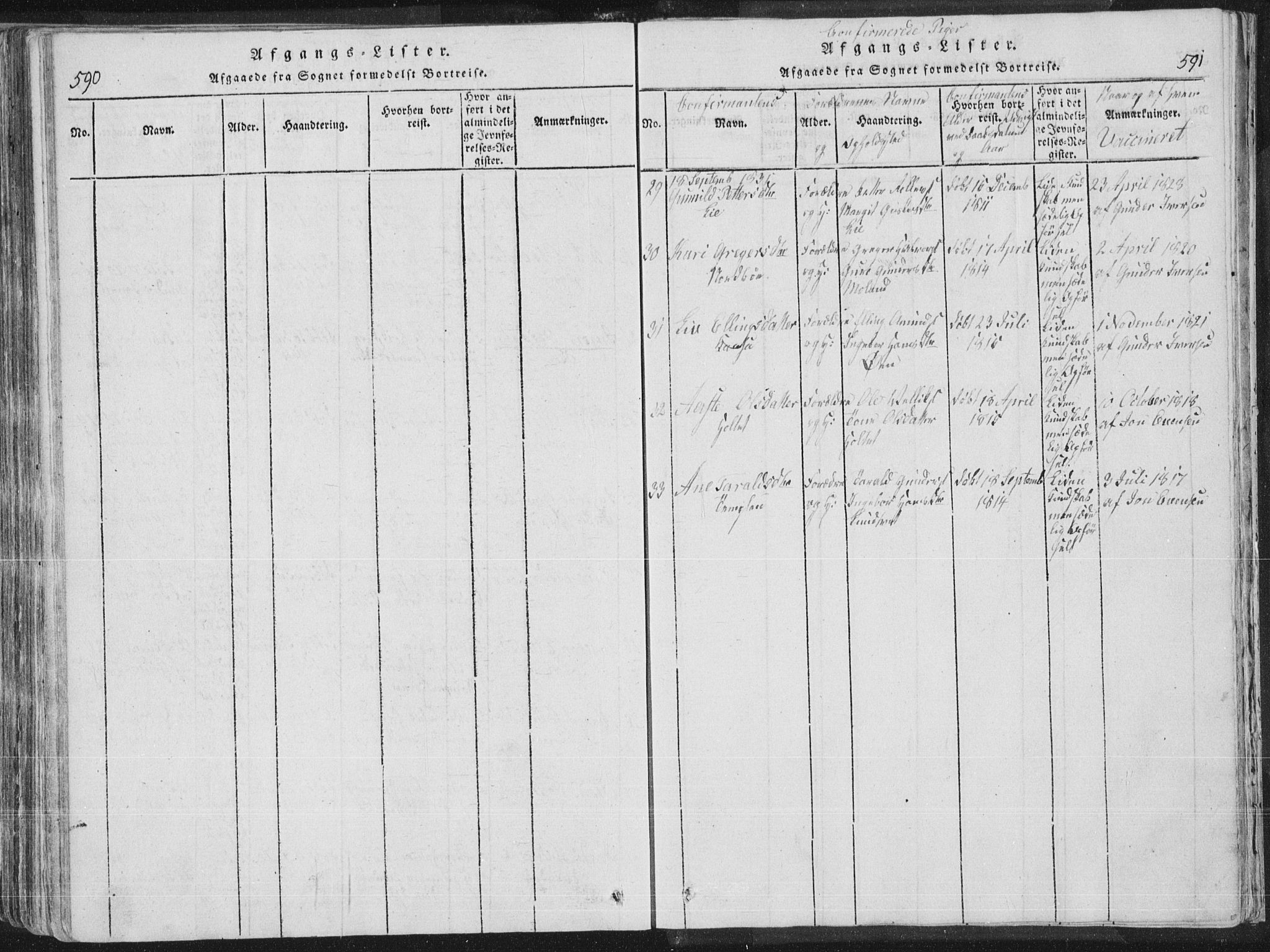 Bø kirkebøker, AV/SAKO-A-257/F/Fa/L0006: Parish register (official) no. 6, 1815-1831, p. 590-591