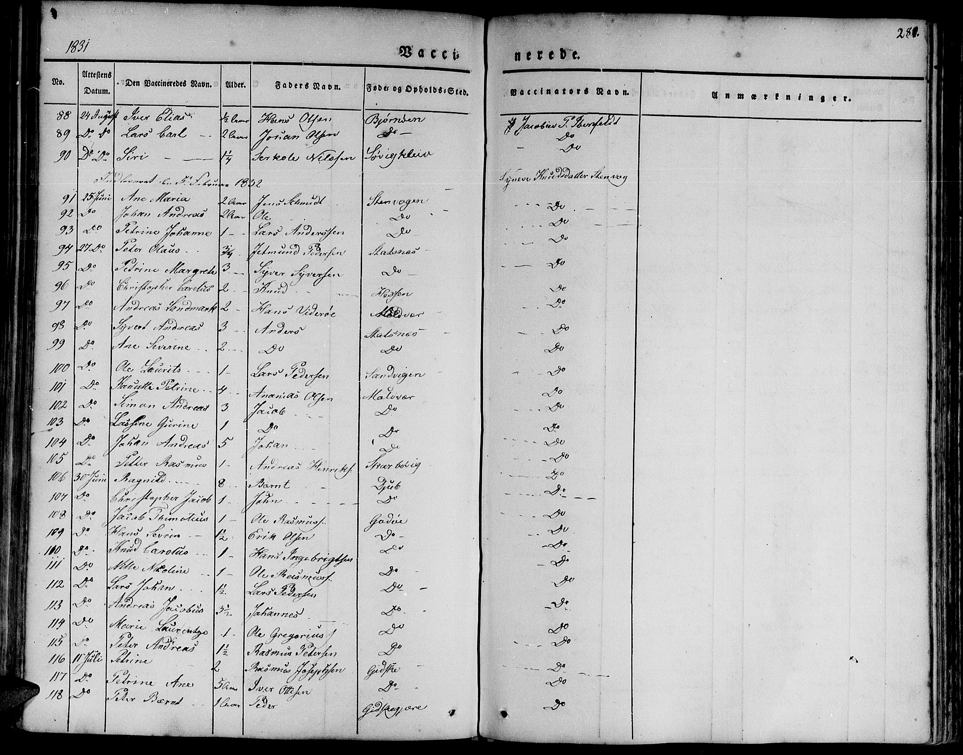 Ministerialprotokoller, klokkerbøker og fødselsregistre - Møre og Romsdal, AV/SAT-A-1454/528/L0395: Parish register (official) no. 528A06, 1828-1839, p. 280