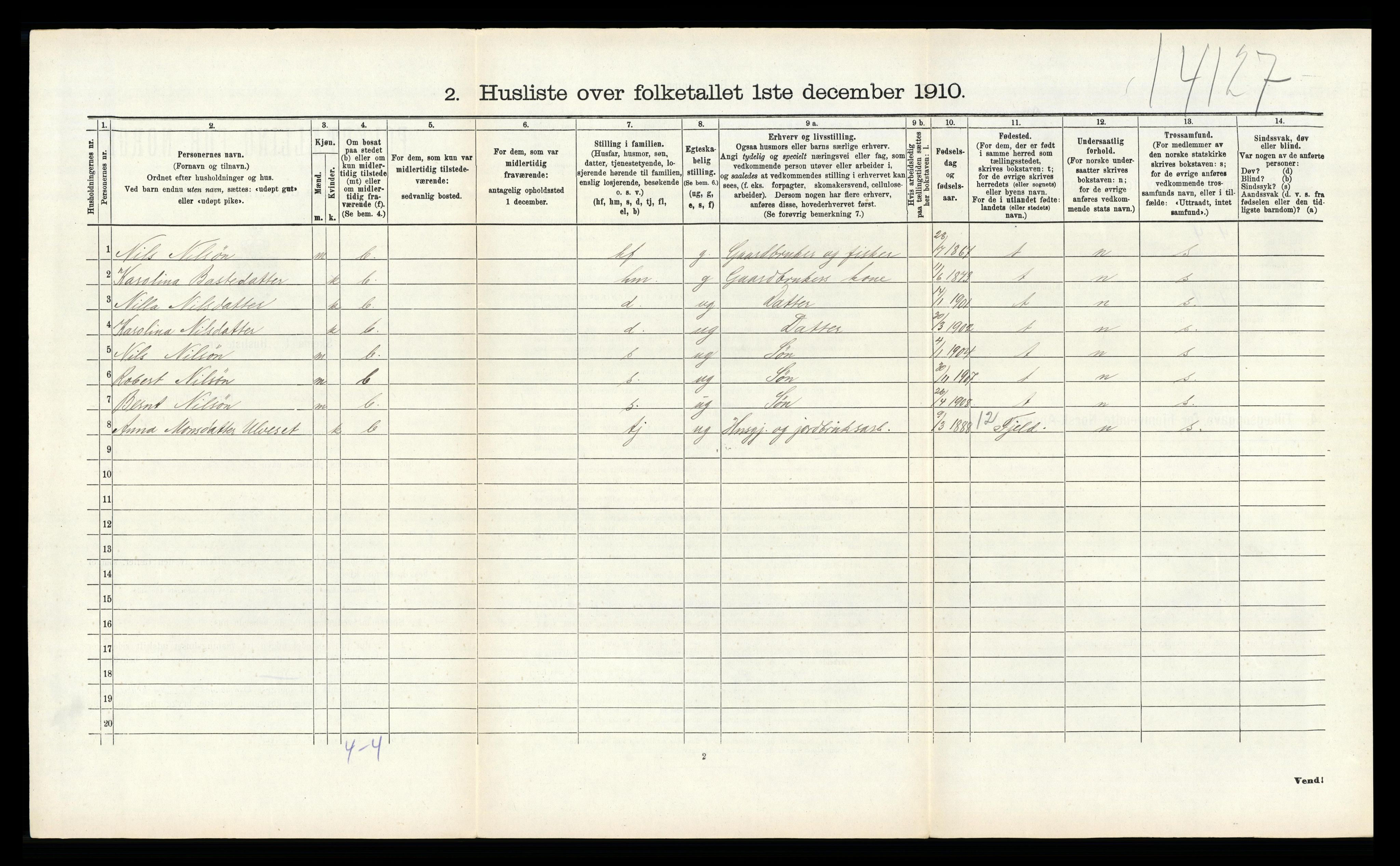 RA, 1910 census for Askøy, 1910, p. 1151