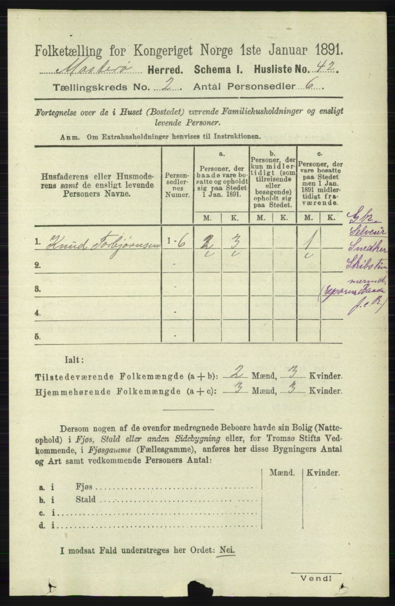 RA, 1891 census for 1143 Mosterøy, 1891, p. 611