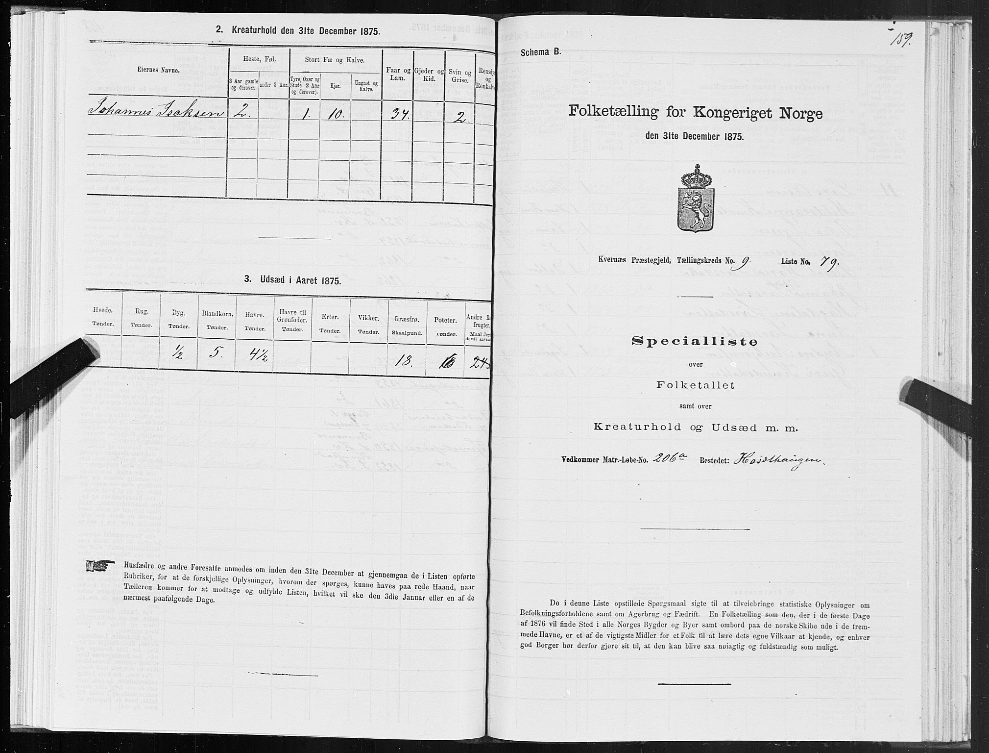 SAT, 1875 census for 1553P Kvernes, 1875, p. 5159