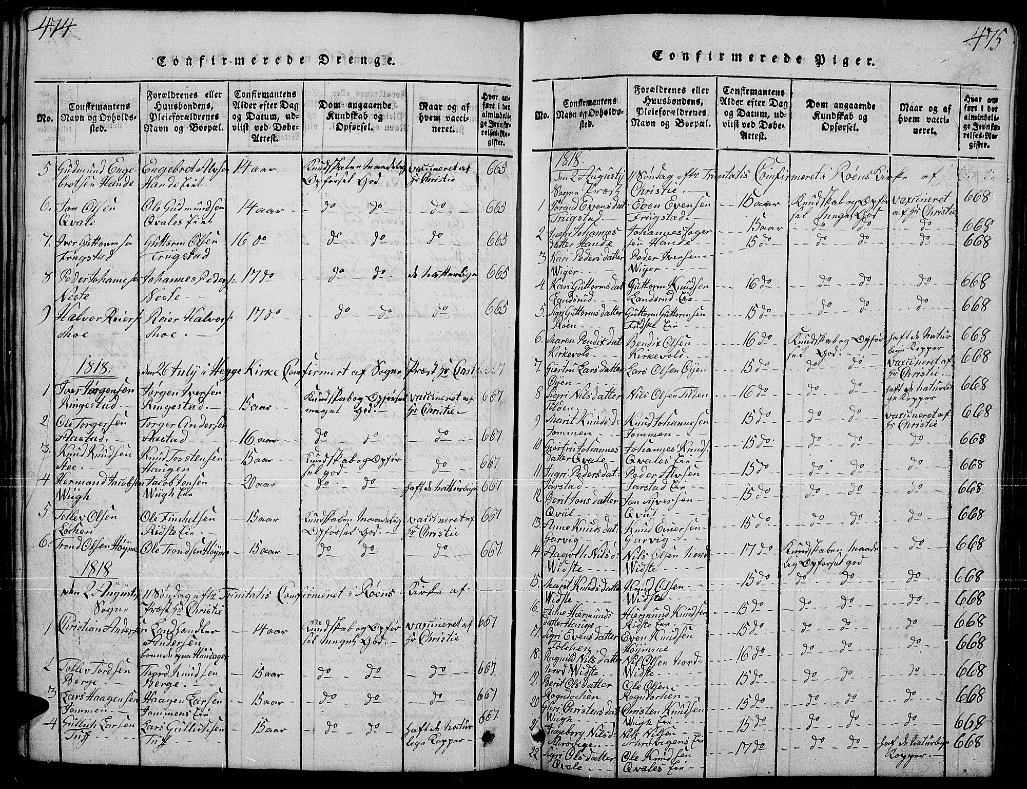 Slidre prestekontor, SAH/PREST-134/H/Ha/Hab/L0001: Parish register (copy) no. 1, 1814-1838, p. 474-475
