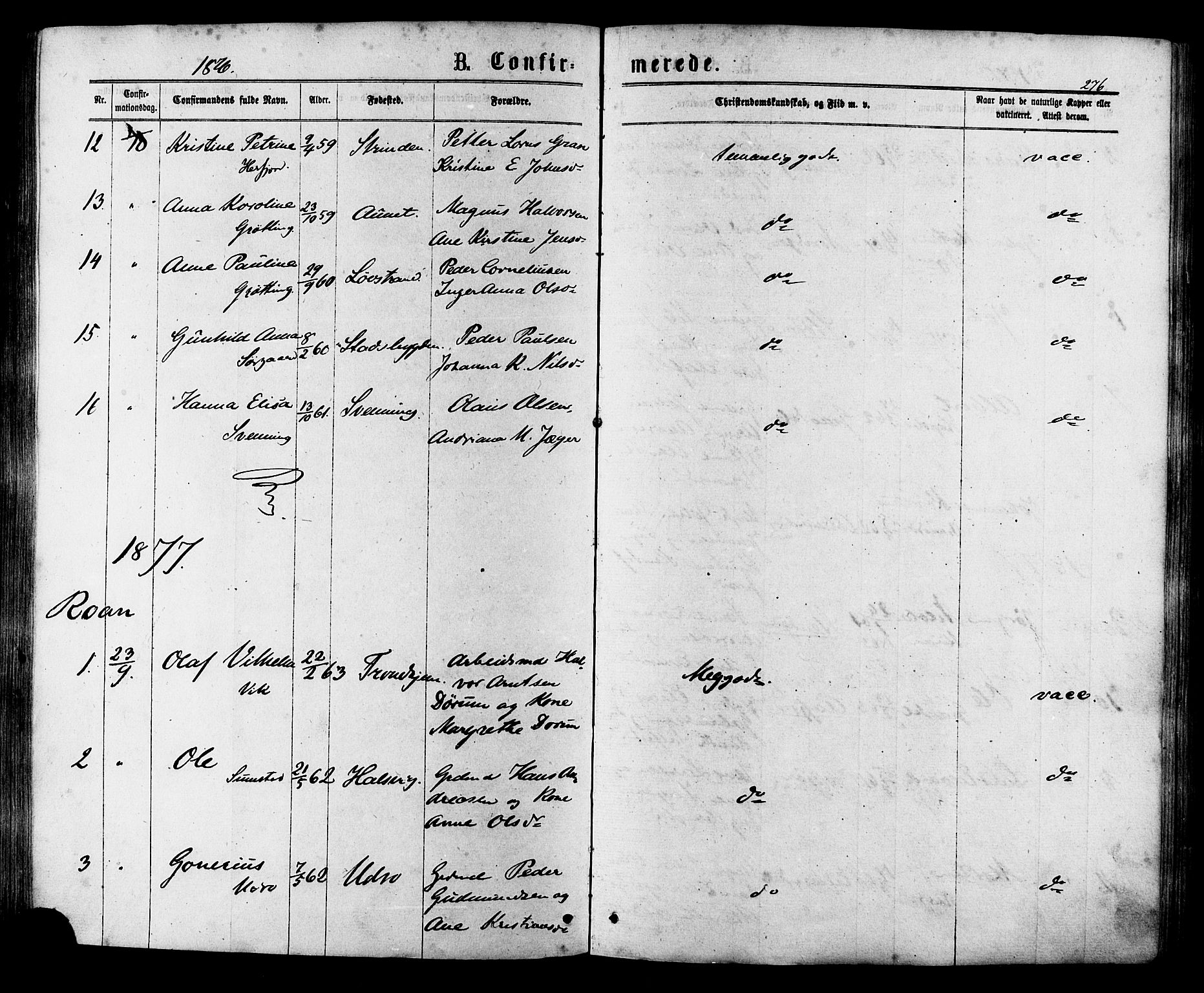 Ministerialprotokoller, klokkerbøker og fødselsregistre - Sør-Trøndelag, SAT/A-1456/657/L0706: Parish register (official) no. 657A07, 1867-1878, p. 276