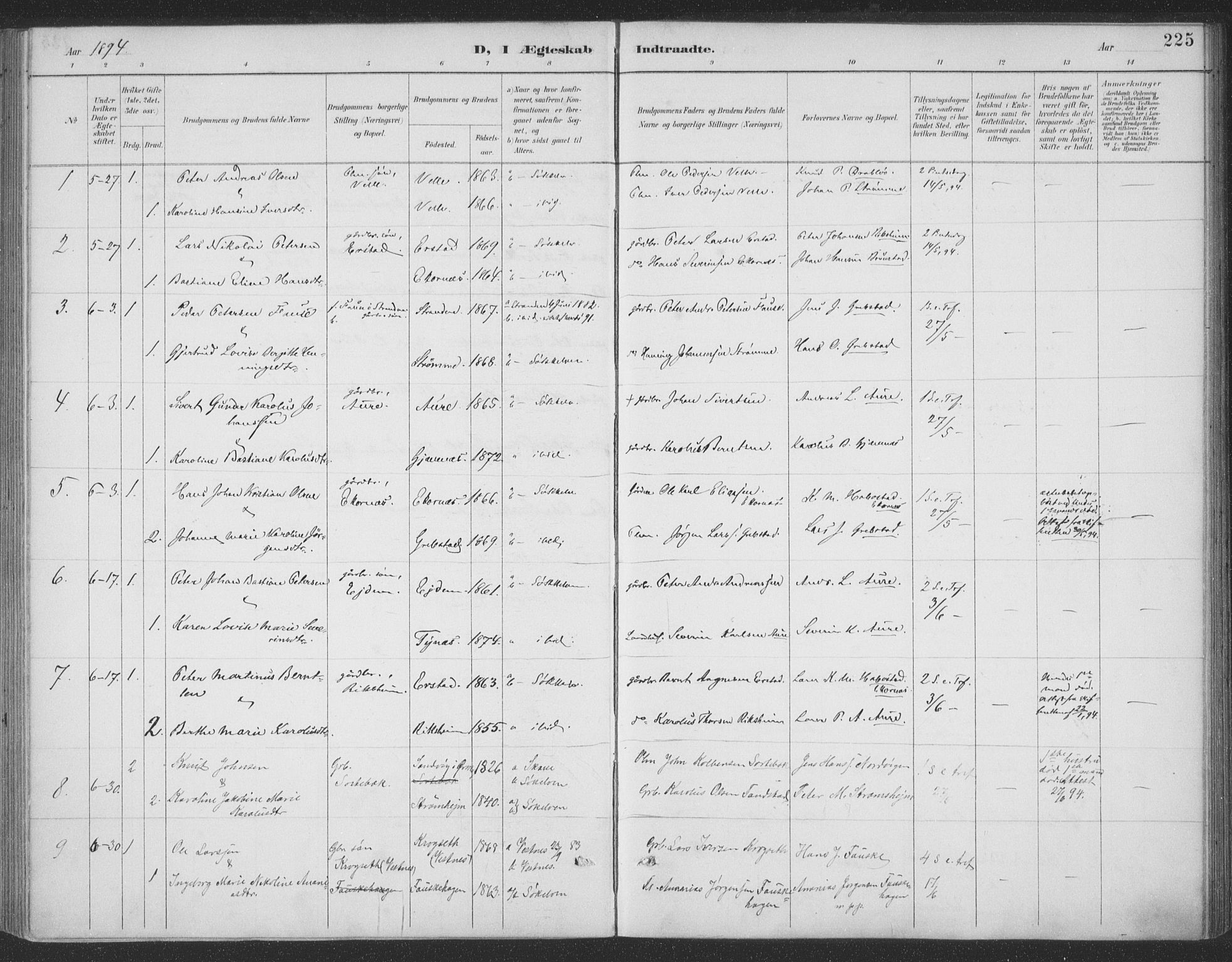 Ministerialprotokoller, klokkerbøker og fødselsregistre - Møre og Romsdal, AV/SAT-A-1454/523/L0335: Parish register (official) no. 523A02, 1891-1911, p. 225