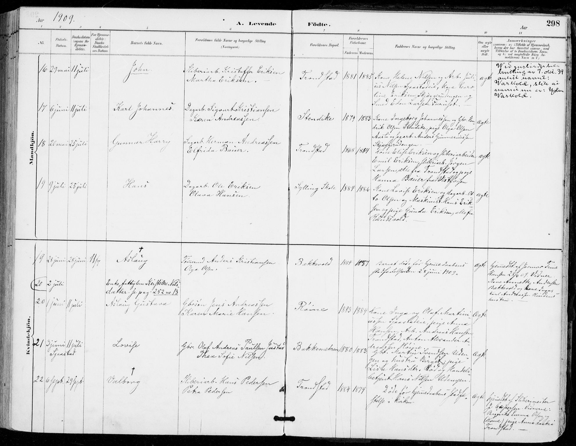 Sylling kirkebøker, AV/SAKO-A-247/F/Fa/L0001: Parish register (official) no. 1, 1883-1910, p. 298