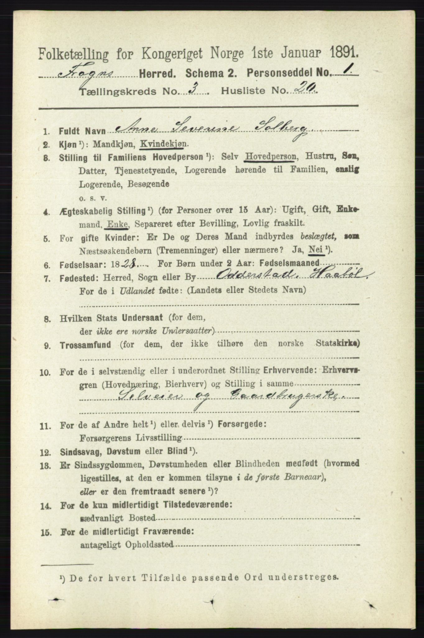 RA, 1891 census for 0215 Frogn, 1891, p. 2017