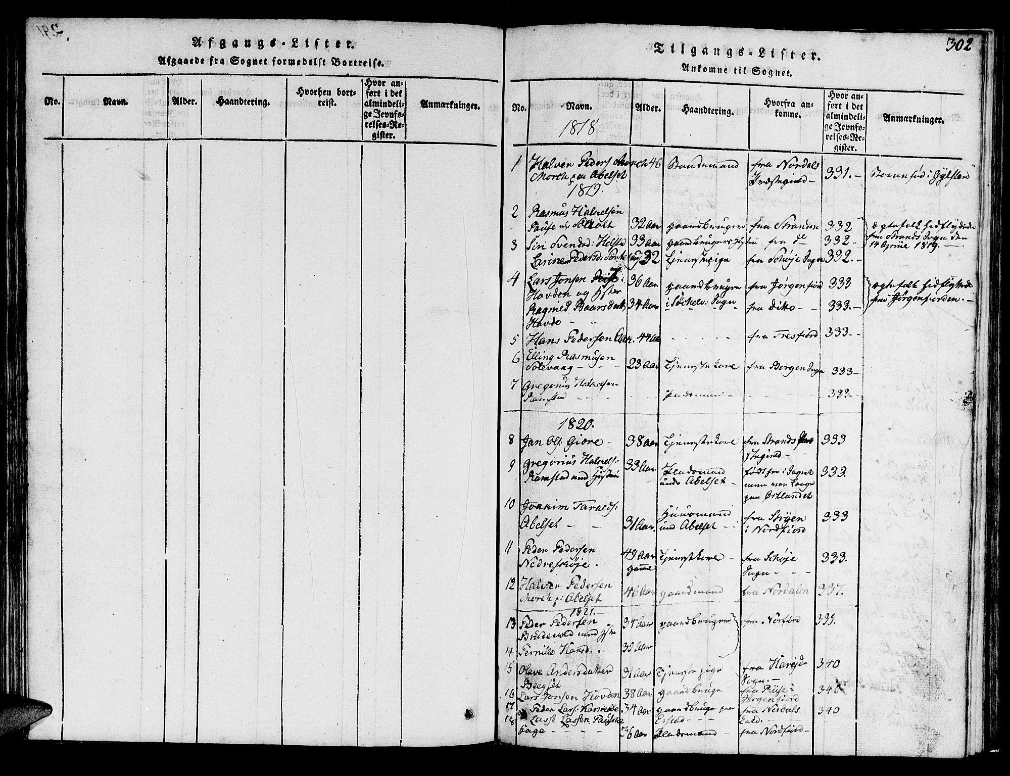 Ministerialprotokoller, klokkerbøker og fødselsregistre - Møre og Romsdal, AV/SAT-A-1454/522/L0322: Parish register (copy) no. 522C01, 1816-1830, p. 302