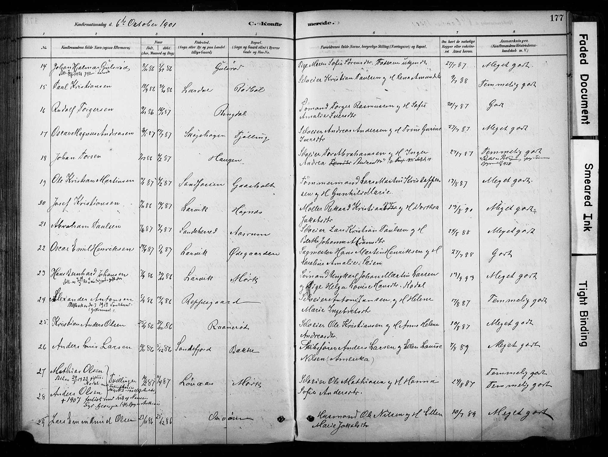 Hedrum kirkebøker, AV/SAKO-A-344/F/Fa/L0009: Parish register (official) no. I 9, 1881-1903, p. 177