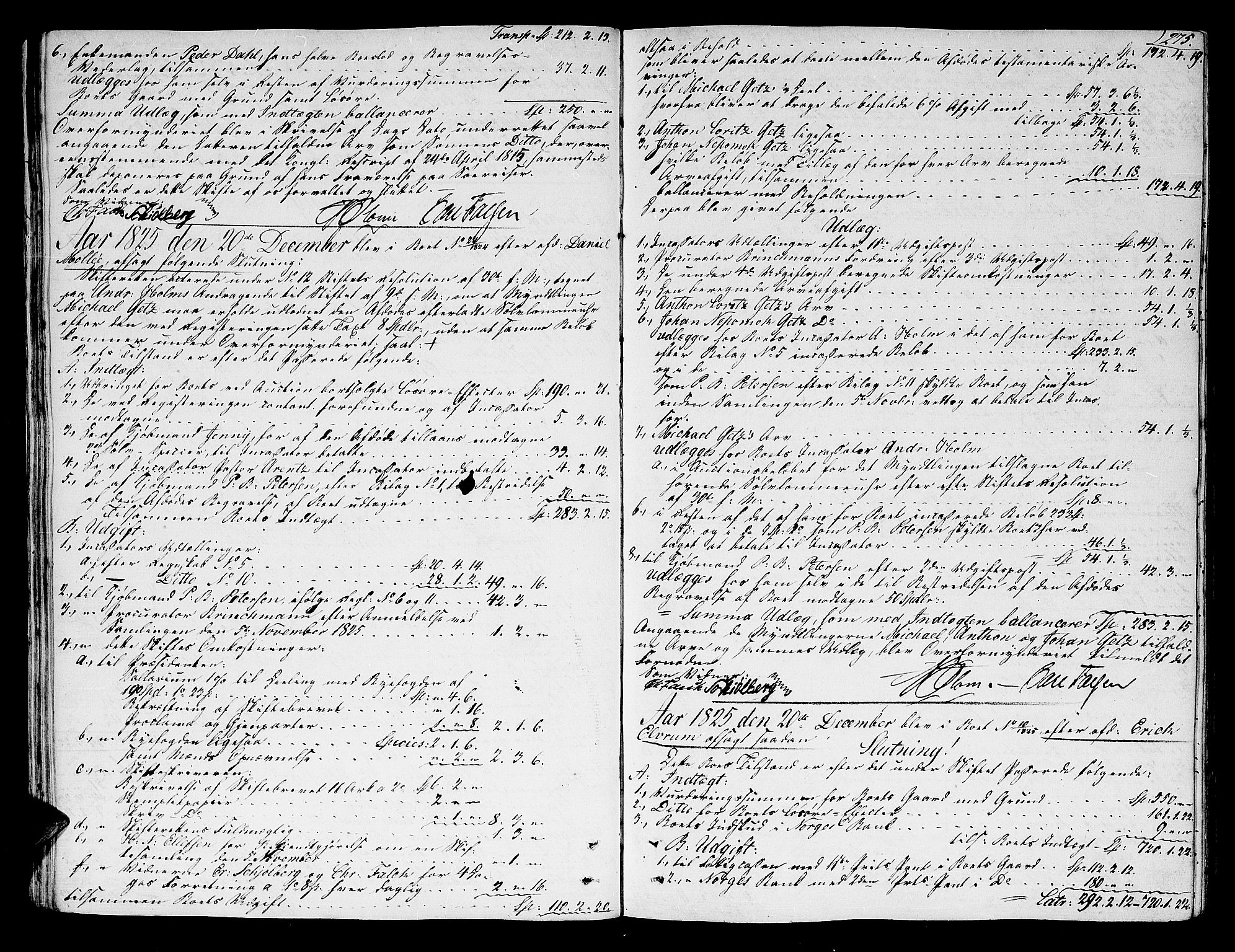 Trondheim byfogd, AV/SAT-A-0003/1/3/3A/L0027: Skifteprotokoll - gml.nr.22. (m/ register) U, 1825-1829, p. 274b-275a