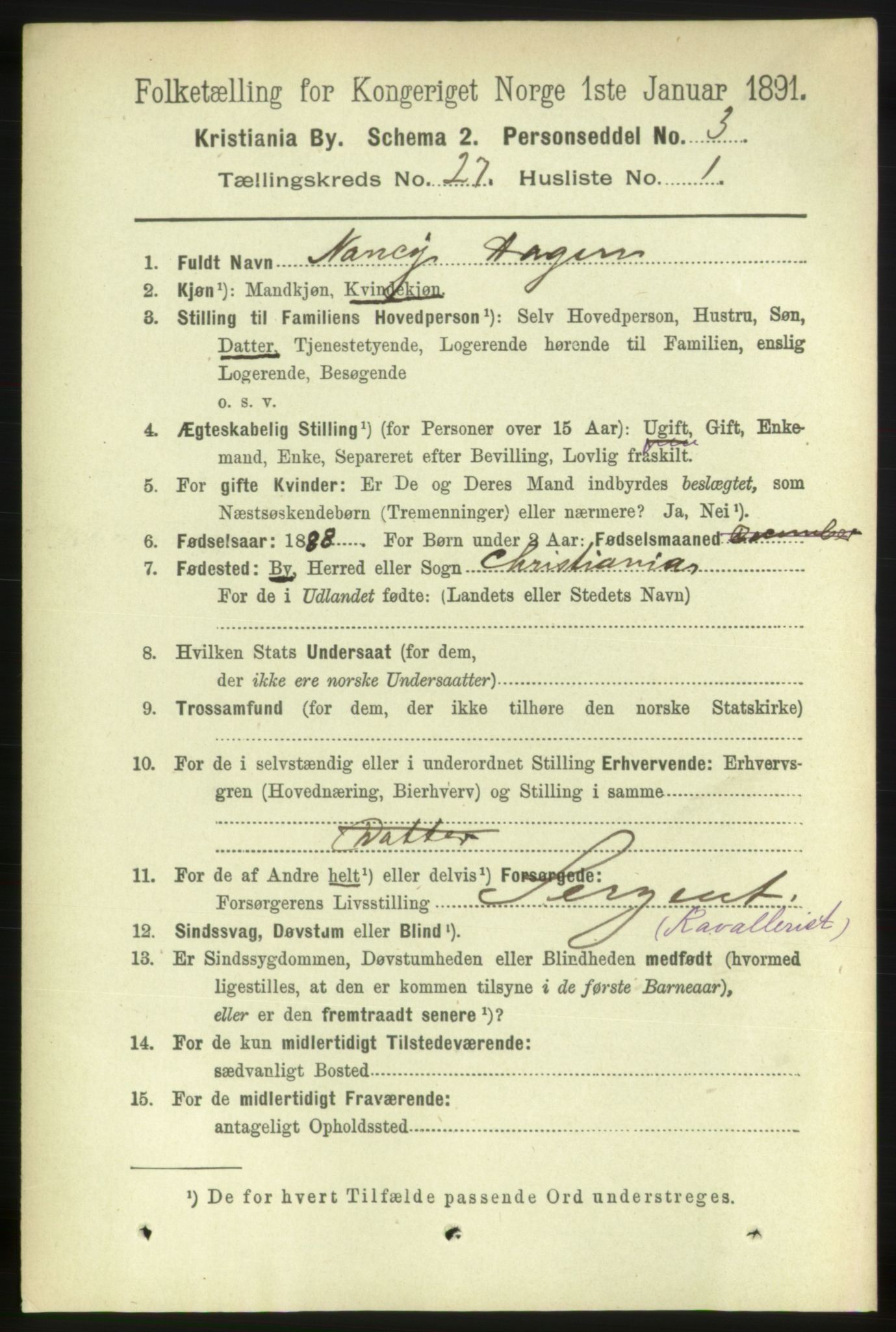 RA, 1891 census for 0301 Kristiania, 1891, p. 13701