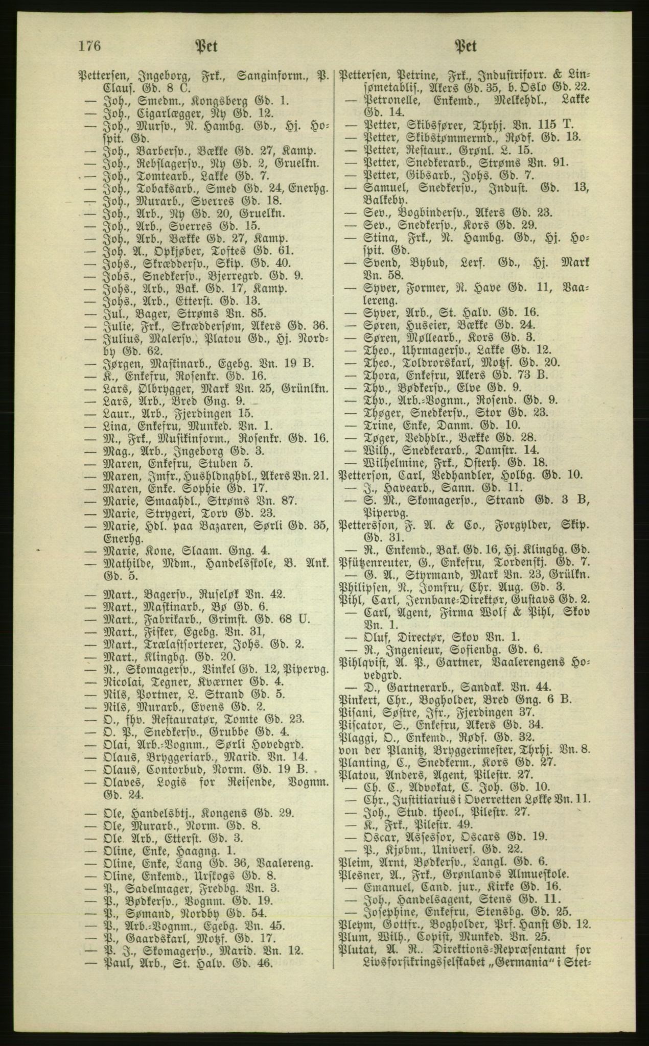 Kristiania/Oslo adressebok, PUBL/-, 1881, p. 176