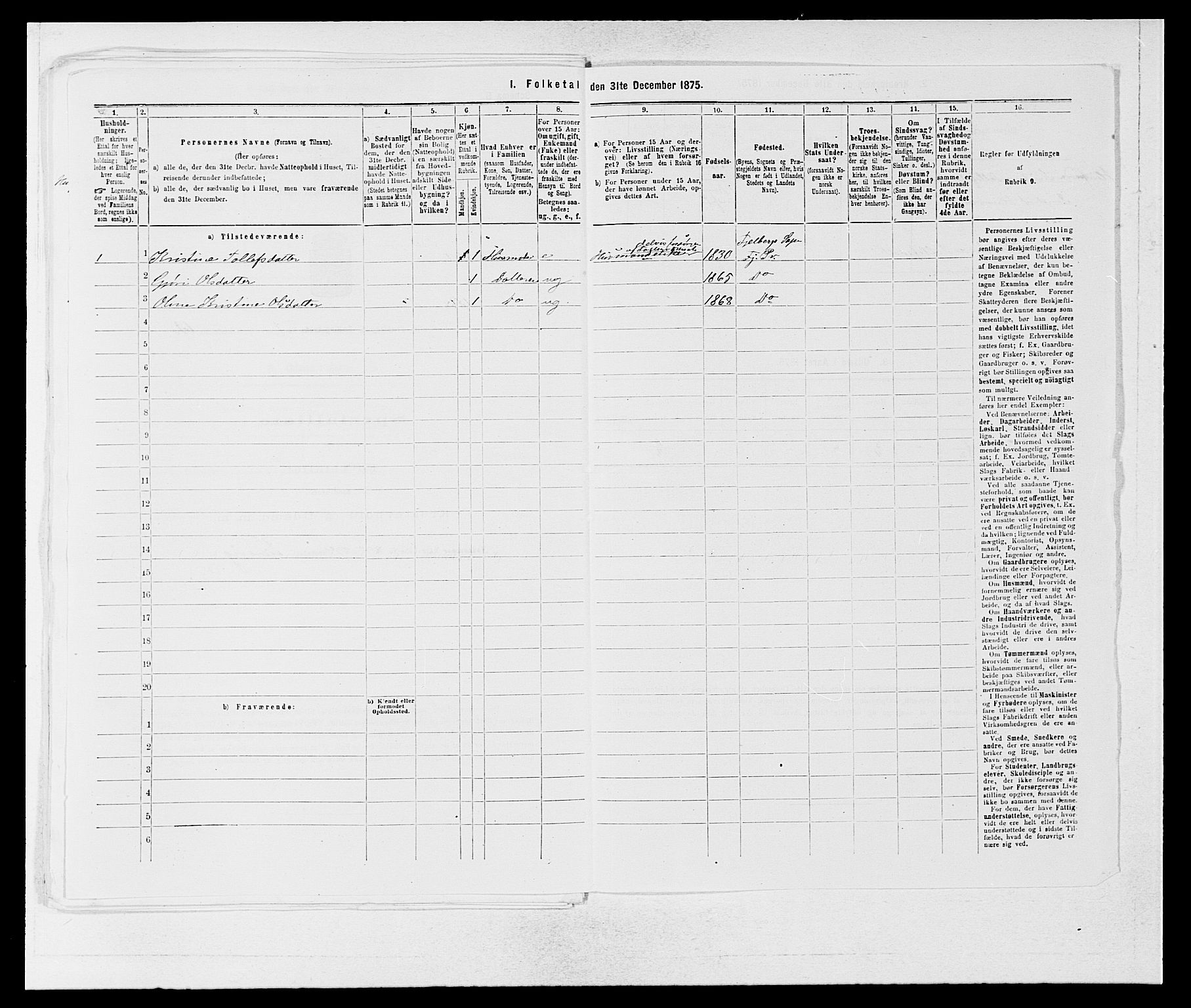 SAB, 1875 census for 1213P Fjelberg, 1875, p. 720