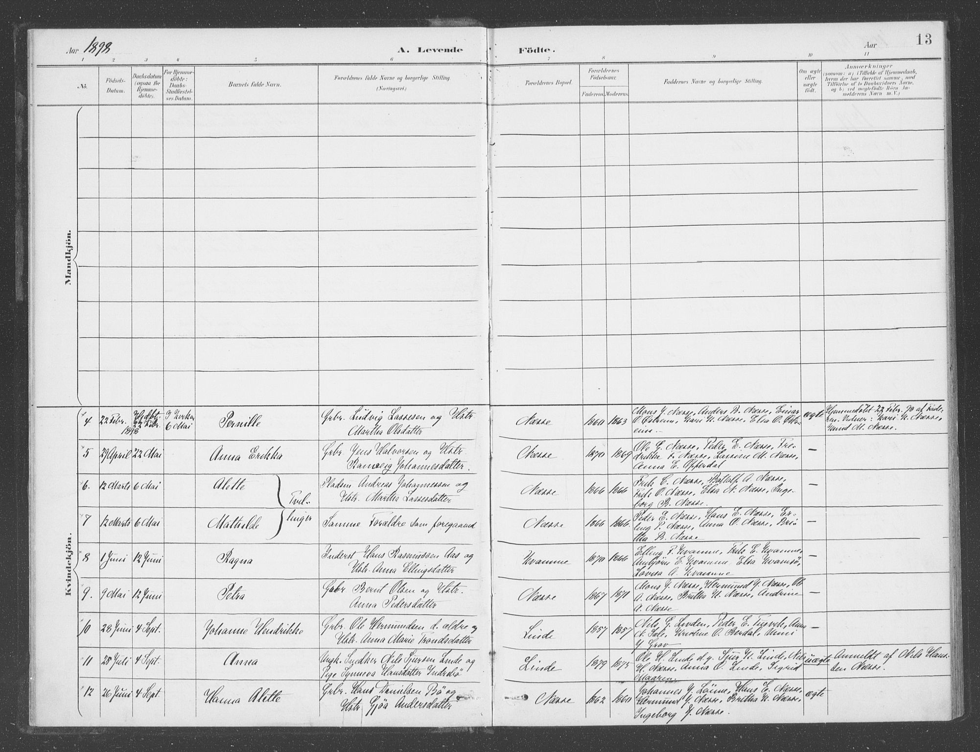 Balestrand sokneprestembete, SAB/A-79601: Parish register (official) no. D  2, 1891-1907, p. 13
