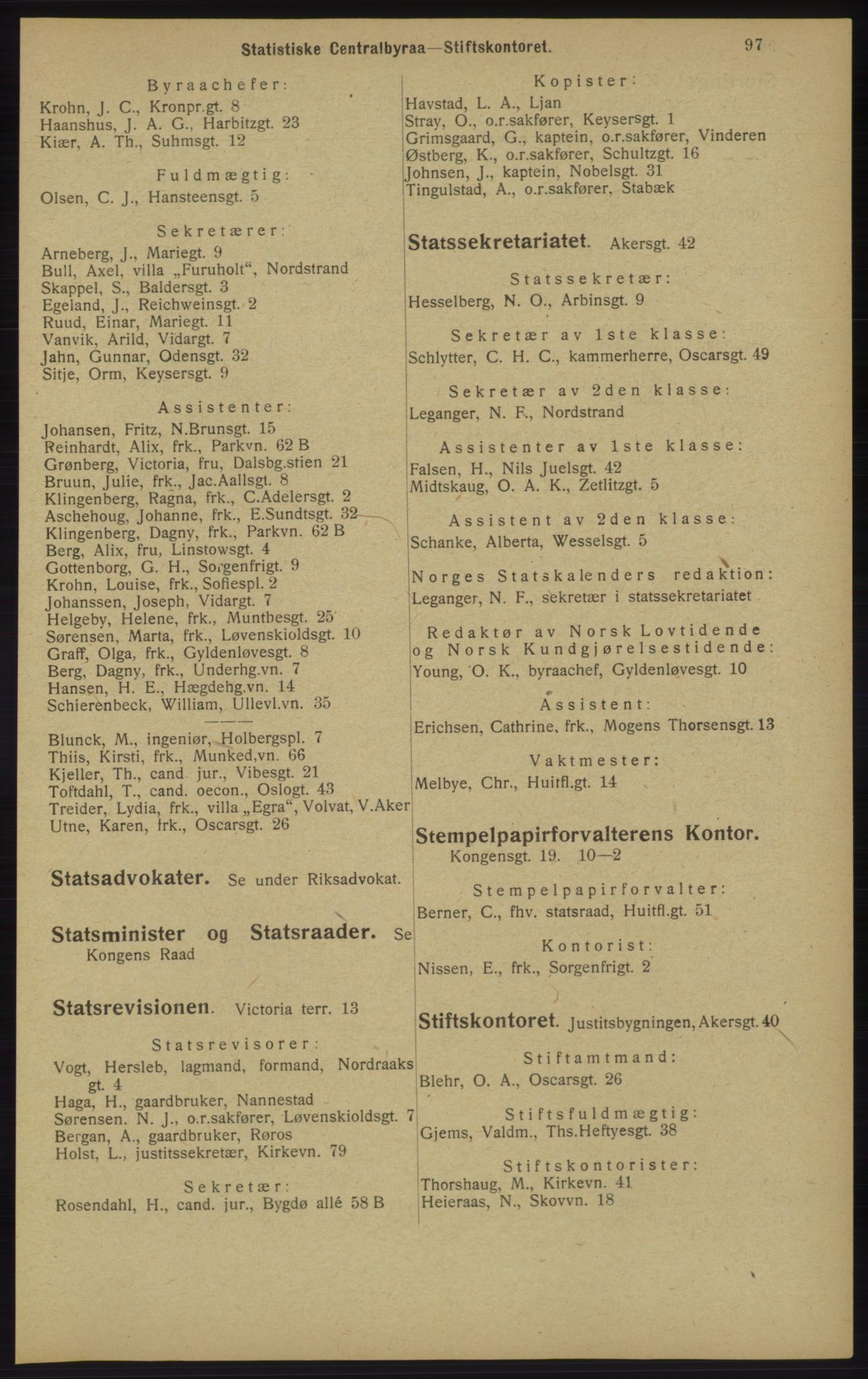 Kristiania/Oslo adressebok, PUBL/-, 1913, p. 99
