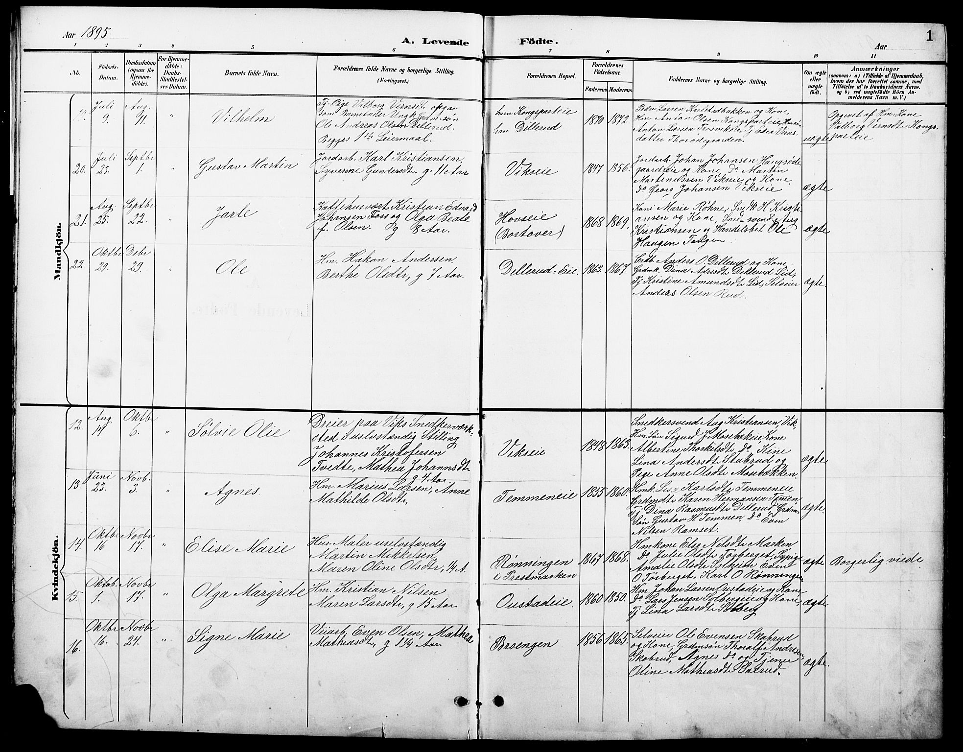 Stange prestekontor, SAH/PREST-002/L/L0011: Parish register (copy) no. 11, 1895-1917, p. 1