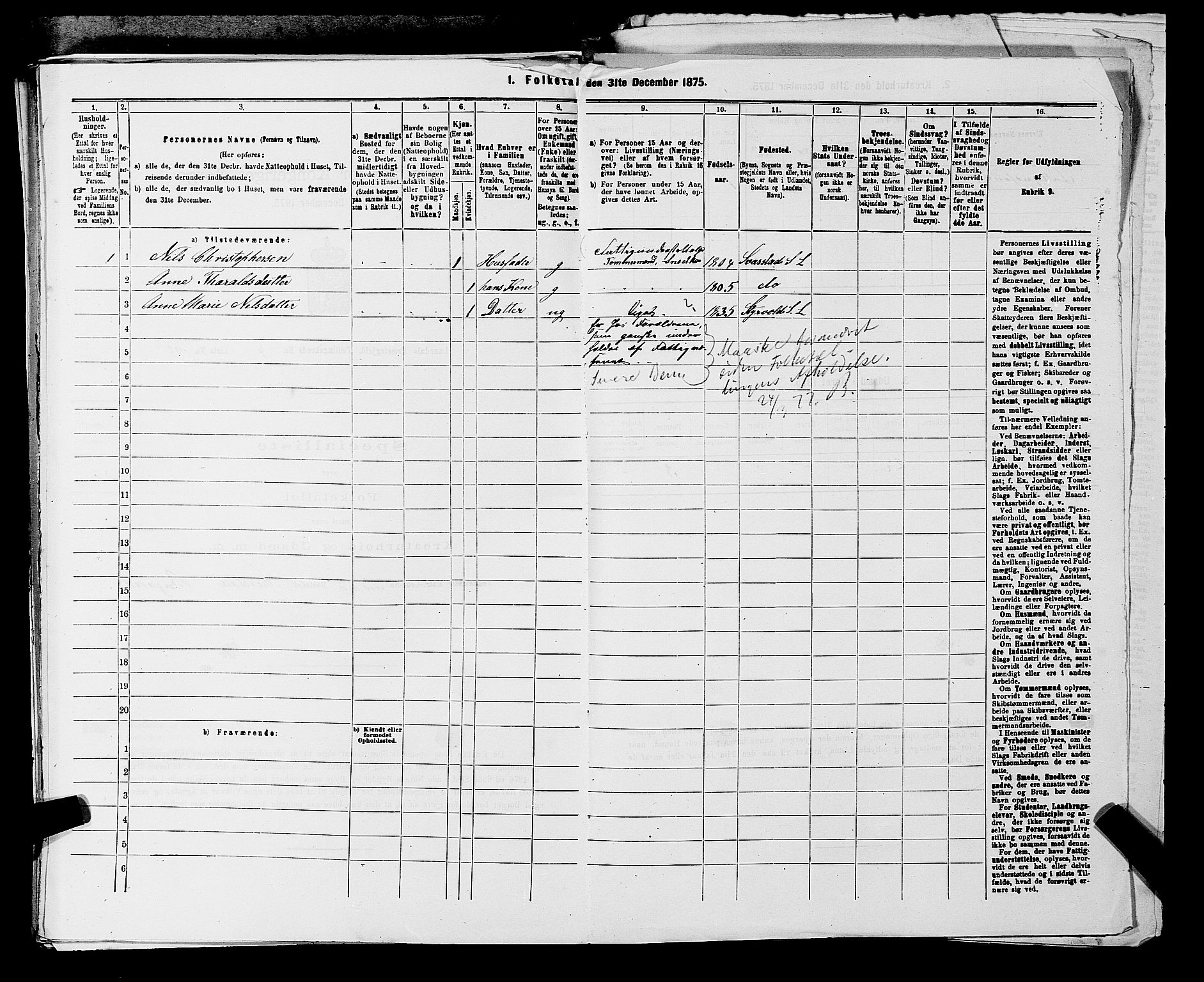 SAKO, 1875 census for 0728P Lardal, 1875, p. 732