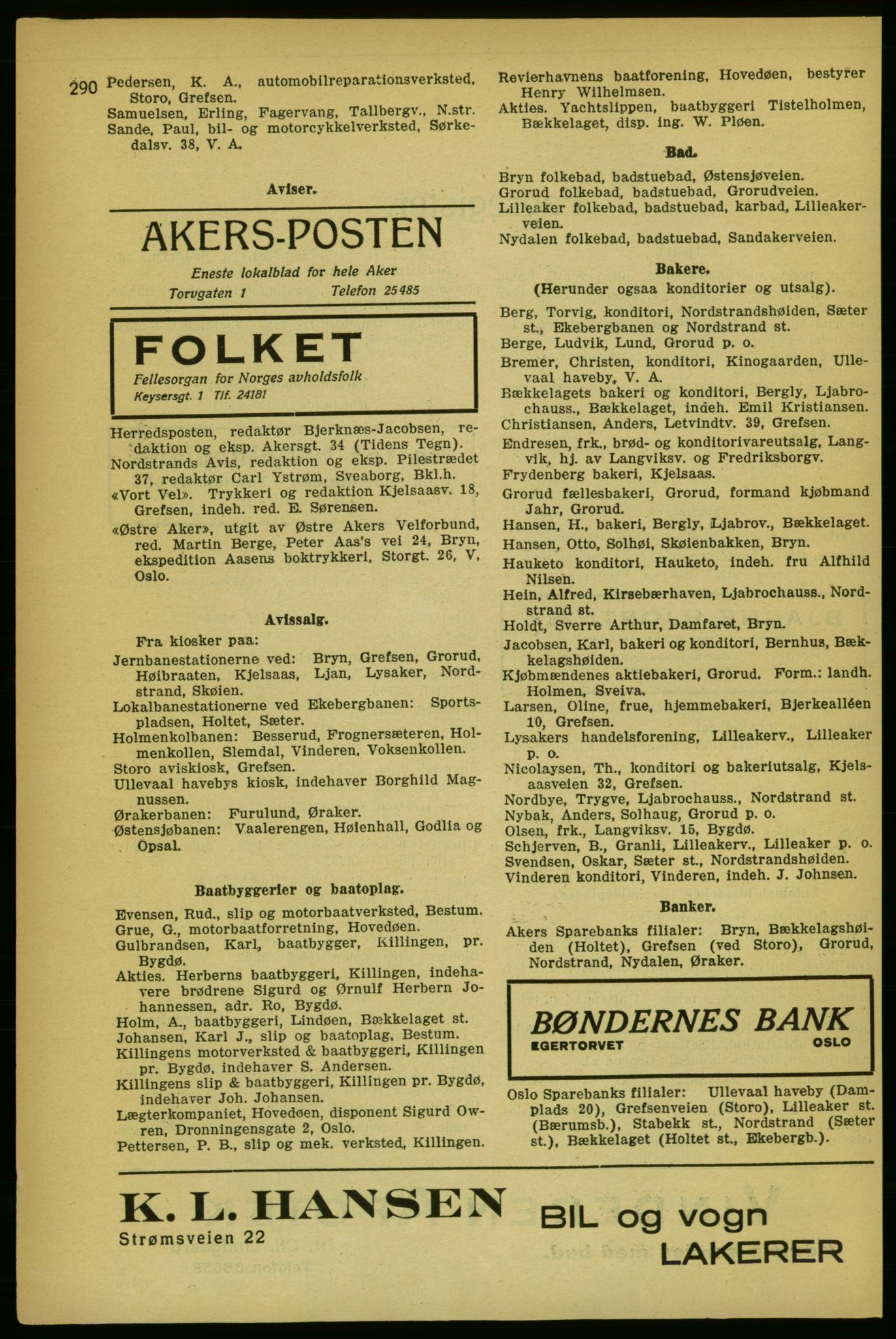 Aker adressebok/adressekalender, PUBL/001/A/004: Aker adressebok, 1929, p. 290