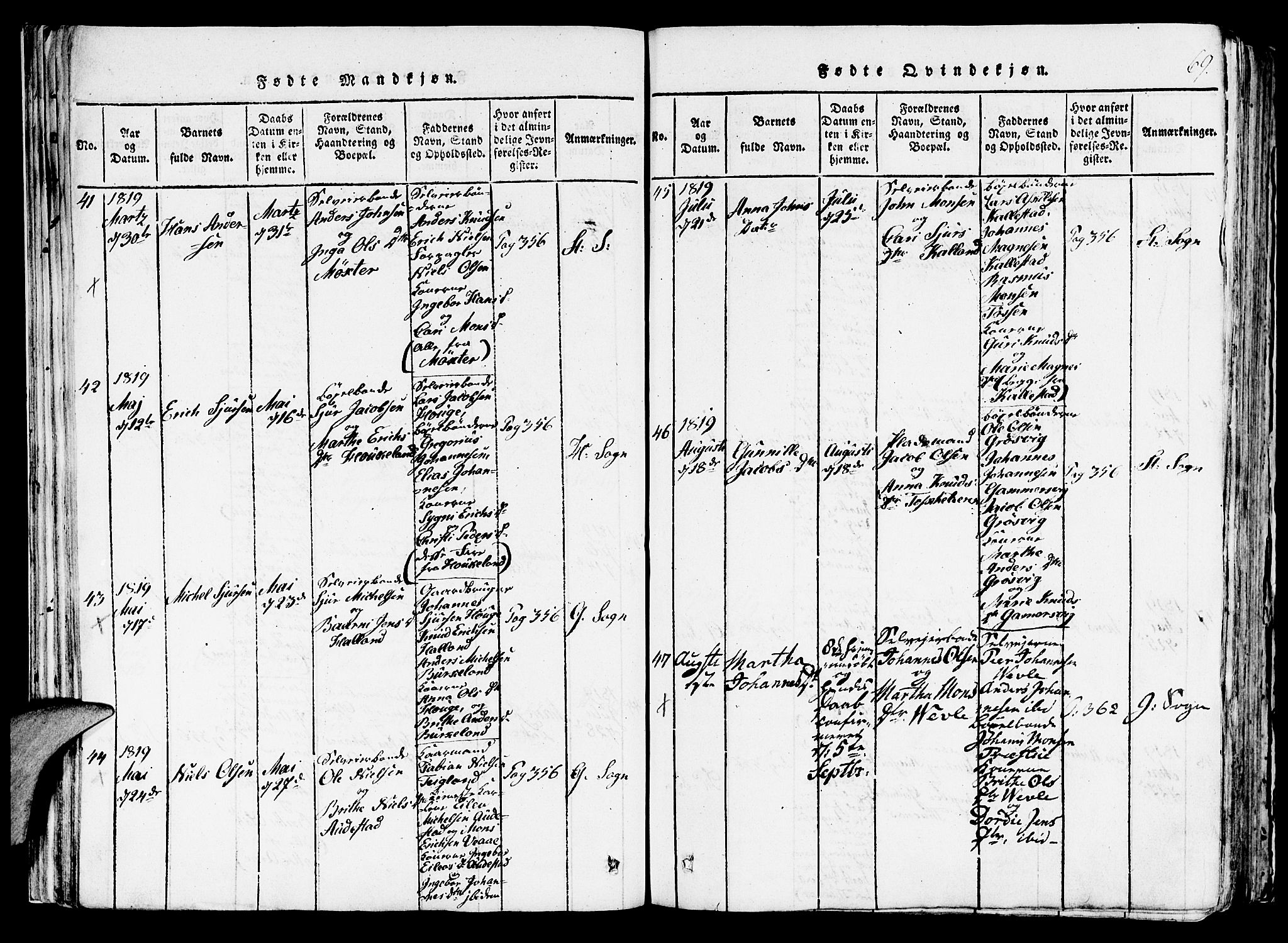 Haus sokneprestembete, SAB/A-75601/H/Haa: Parish register (official) no. A 12, 1816-1821, p. 69