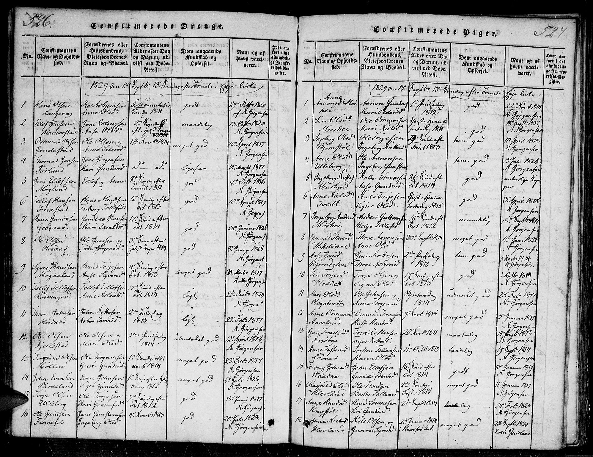 Evje sokneprestkontor, SAK/1111-0008/F/Fa/Faa/L0004: Parish register (official) no. A 4, 1816-1840, p. 526-527