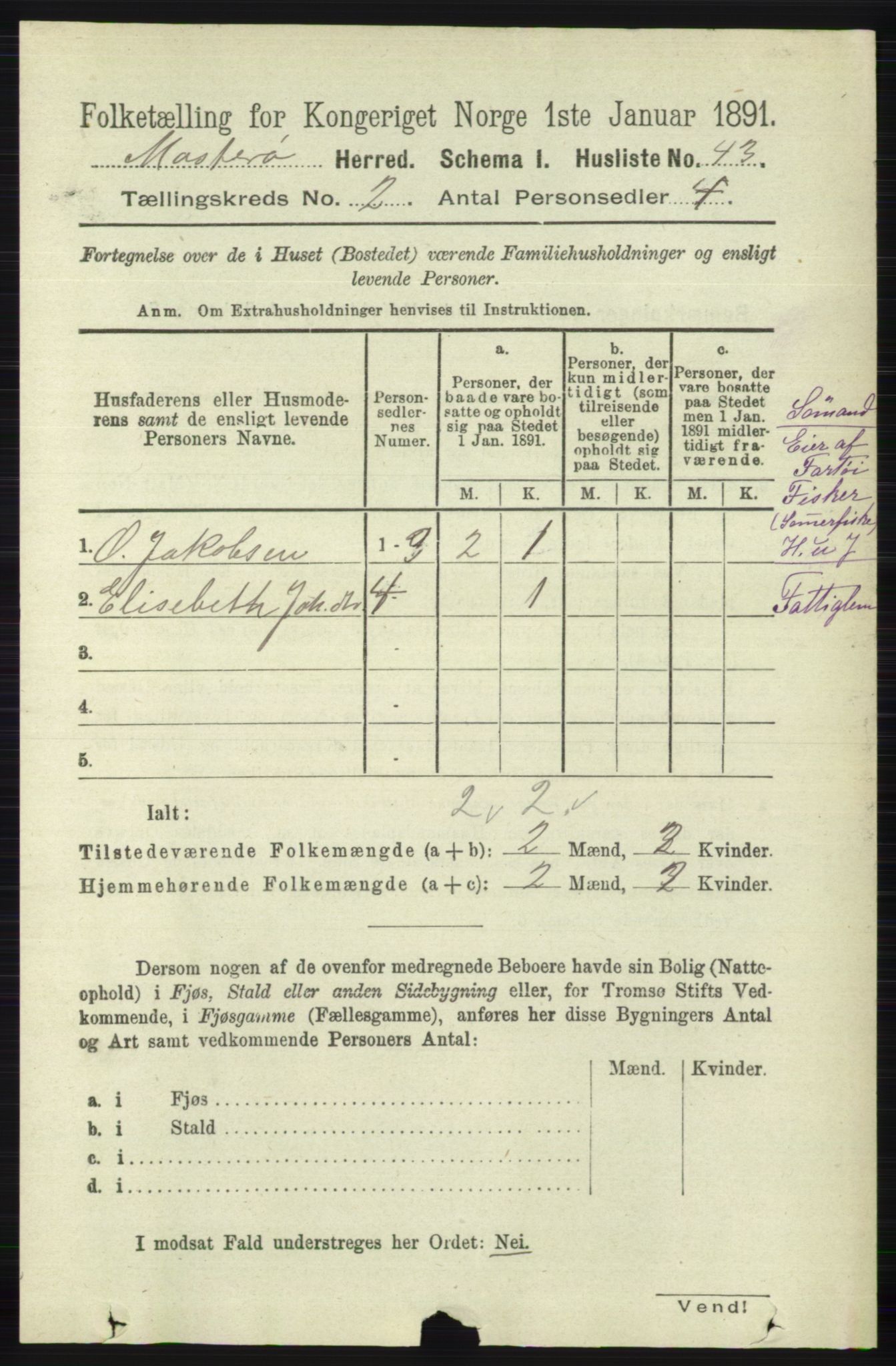 RA, 1891 census for 1143 Mosterøy, 1891, p. 612