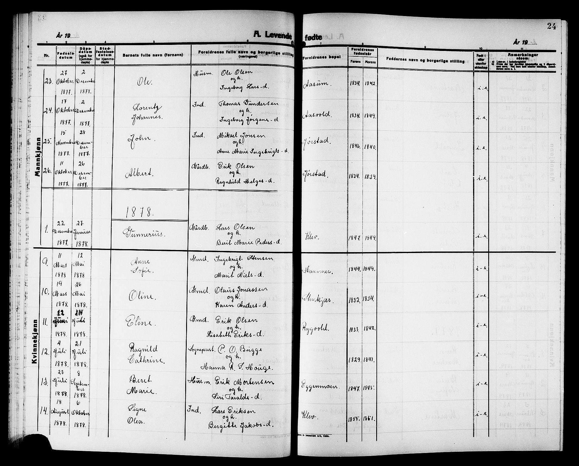 Ministerialprotokoller, klokkerbøker og fødselsregistre - Nord-Trøndelag, SAT/A-1458/749/L0486: Parish register (official) no. 749D02, 1873-1887, p. 24