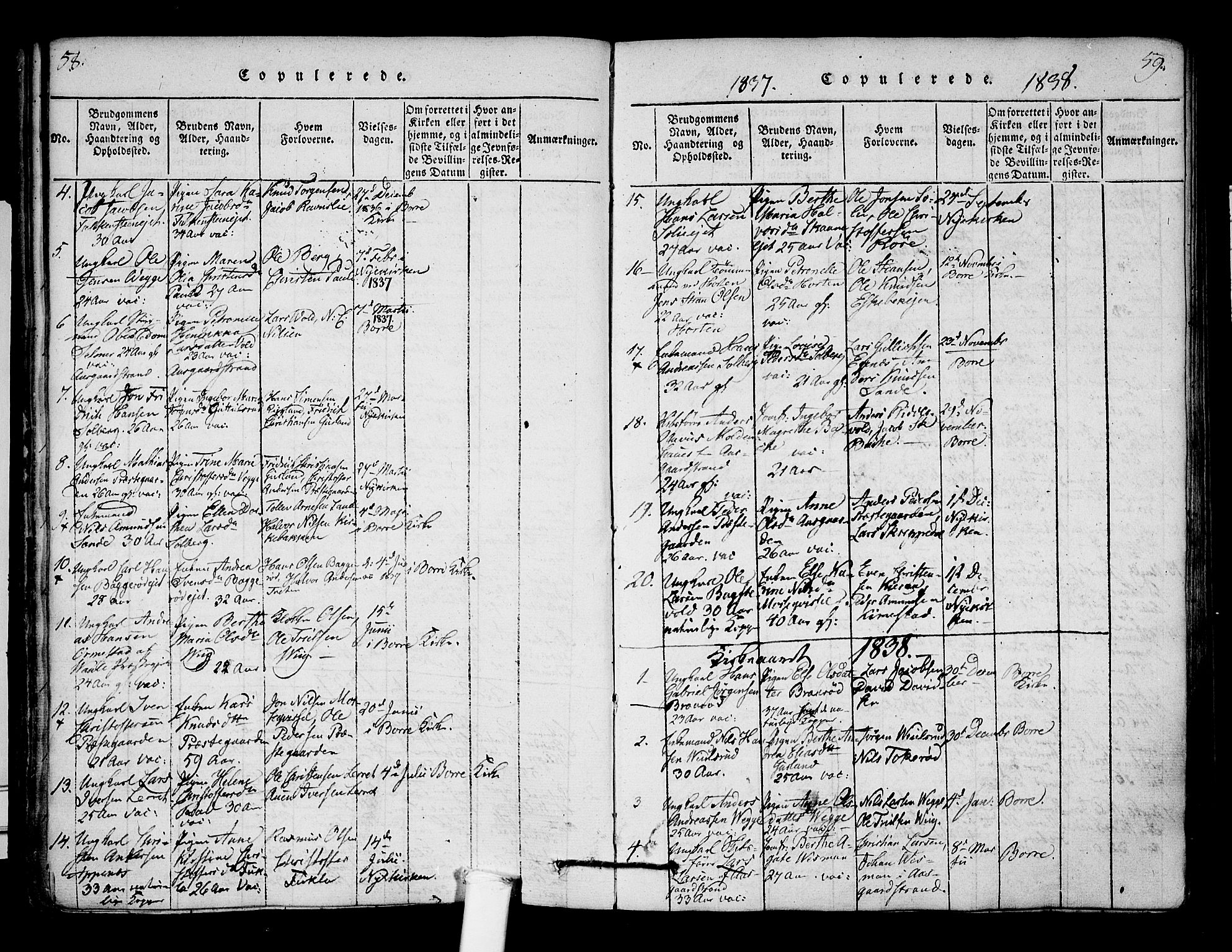 Borre kirkebøker, SAKO/A-338/F/Fa/L0004: Parish register (official) no. I 4, 1815-1845, p. 58-59