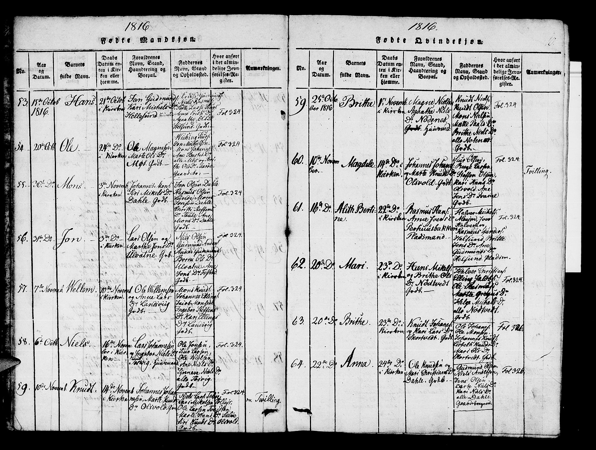 Manger sokneprestembete, AV/SAB-A-76801/H/Haa: Parish register (official) no. A 3, 1816-1824, p. 10