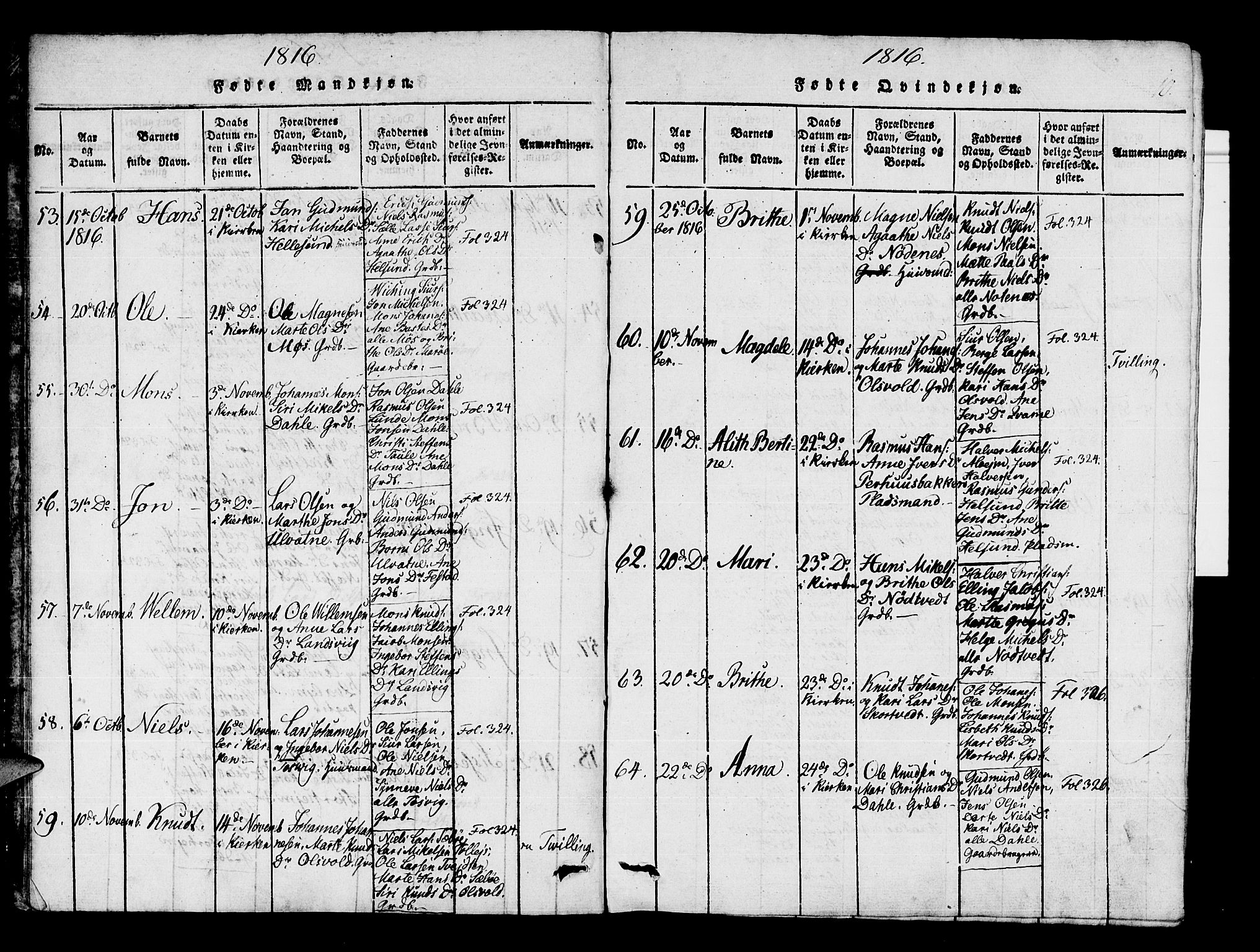 Manger sokneprestembete, AV/SAB-A-76801/H/Haa: Parish register (official) no. A 3, 1816-1824, p. 10