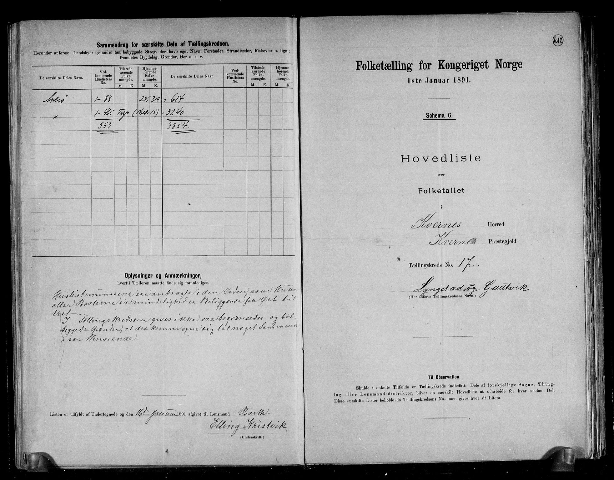 RA, 1891 census for 1553 Kvernes, 1891, p. 36