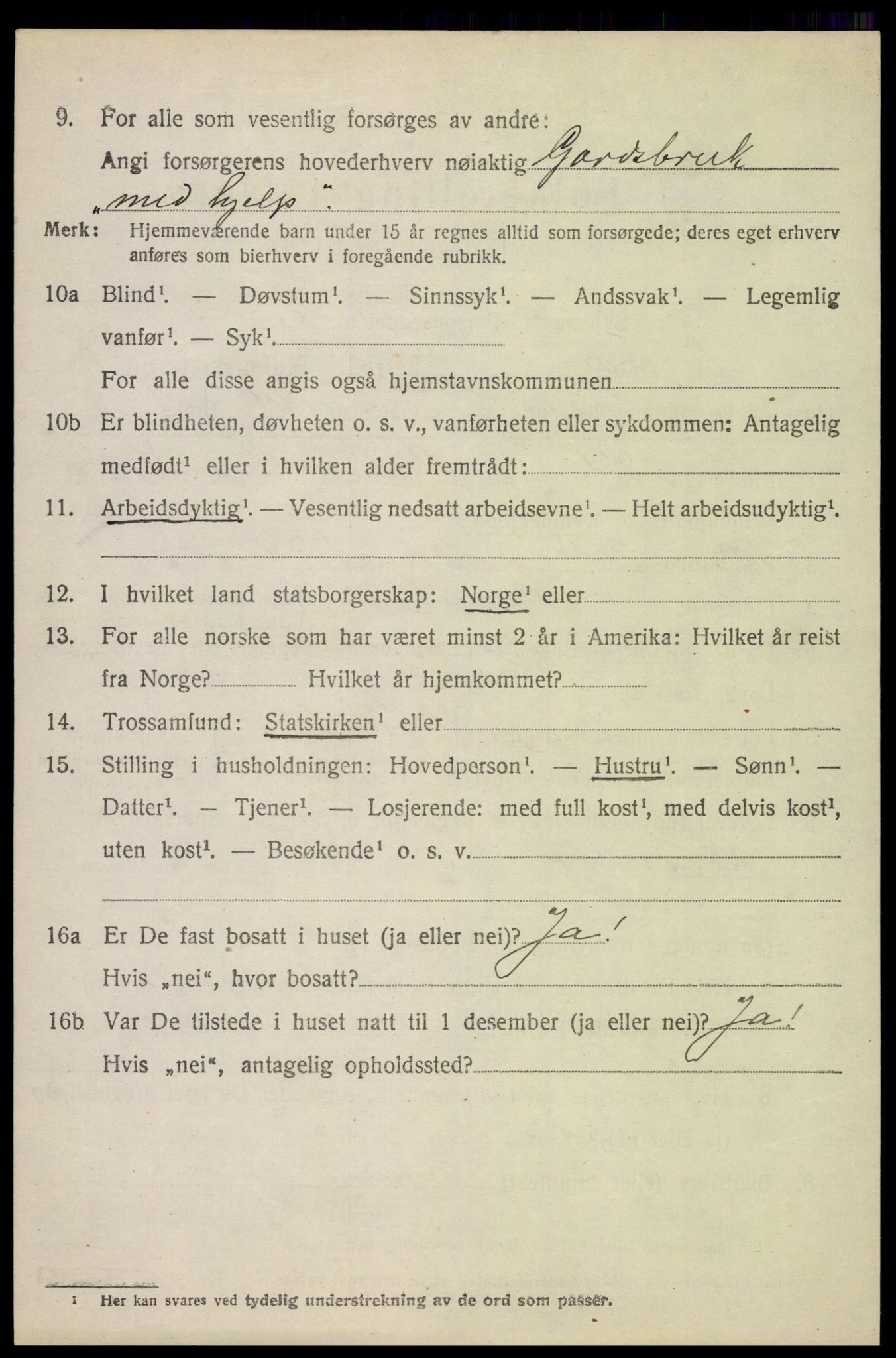 SAH, 1920 census for Eina, 1920, p. 2179