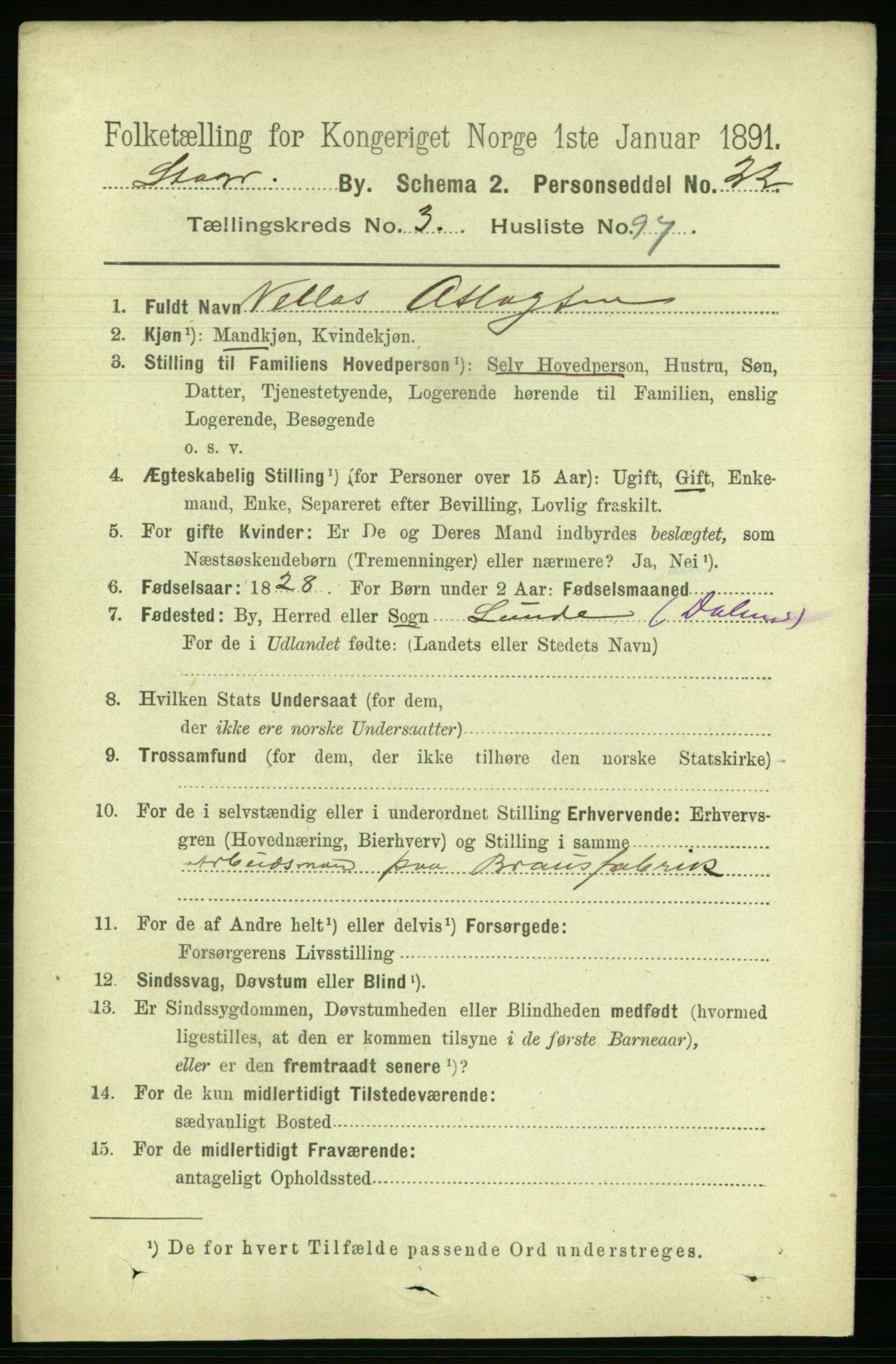 RA, 1891 census for 1103 Stavanger, 1891, p. 7670