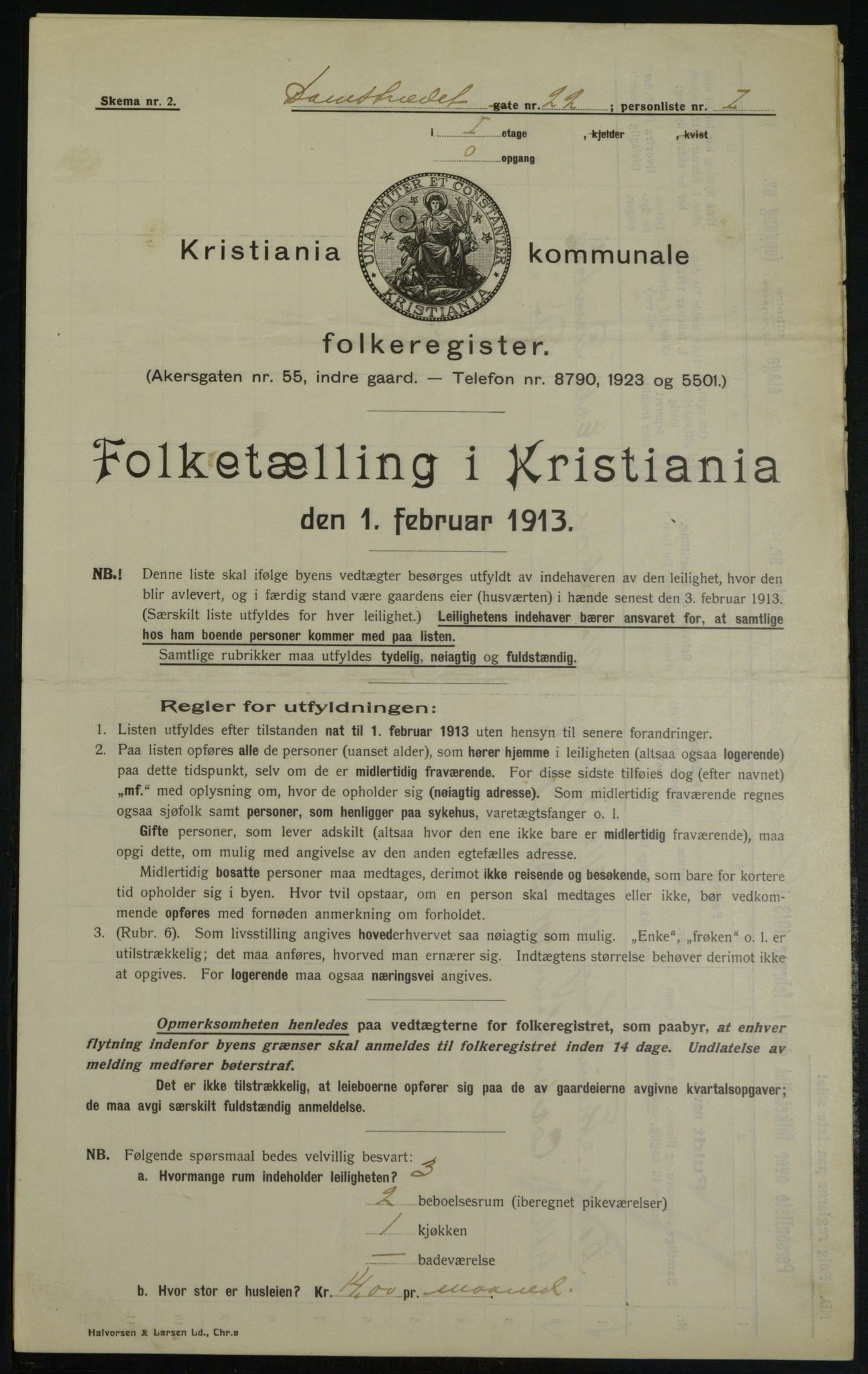 OBA, Municipal Census 1913 for Kristiania, 1913, p. 14600