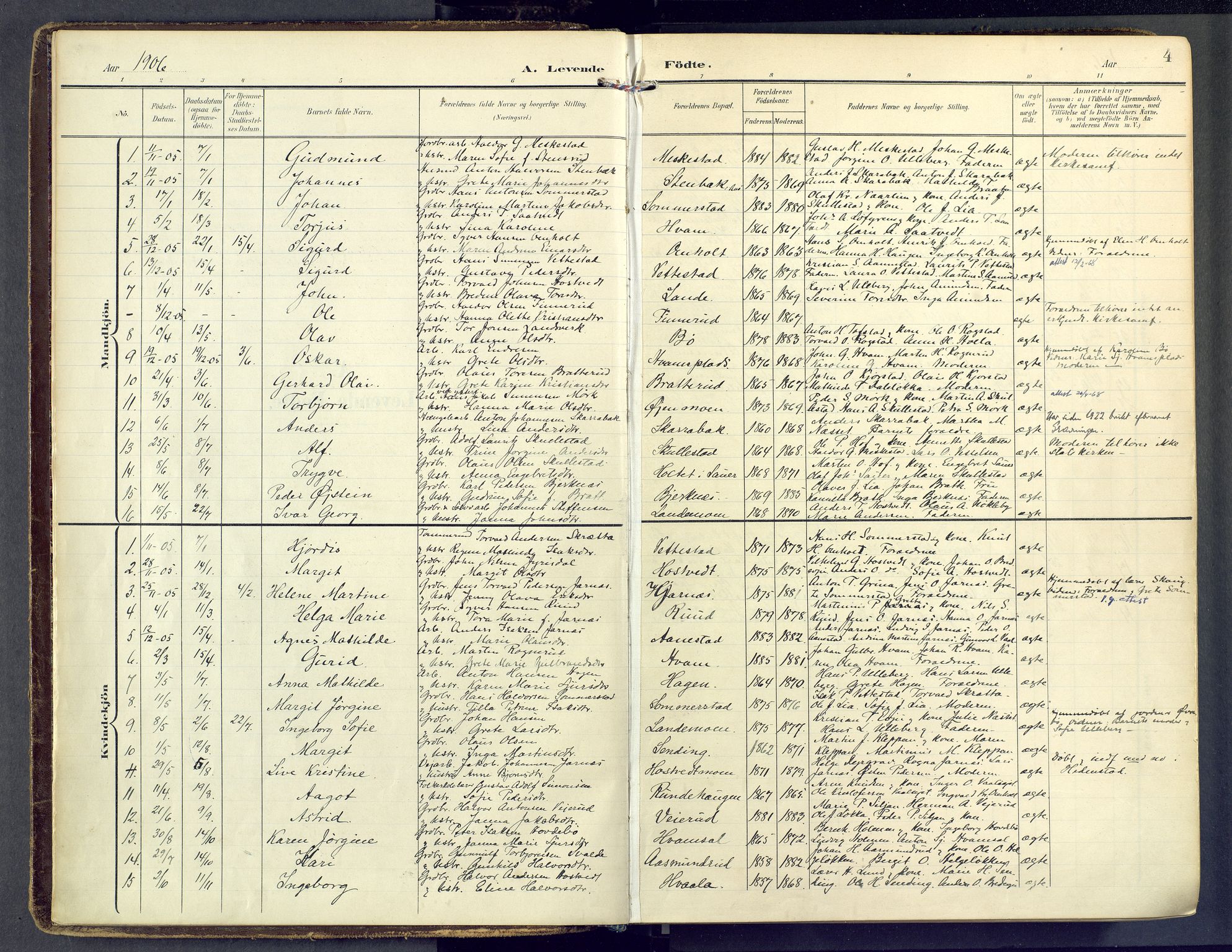 Sandsvær kirkebøker, AV/SAKO-A-244/F/Fb/L0002: Parish register (official) no. II 2, 1906-1956, p. 4