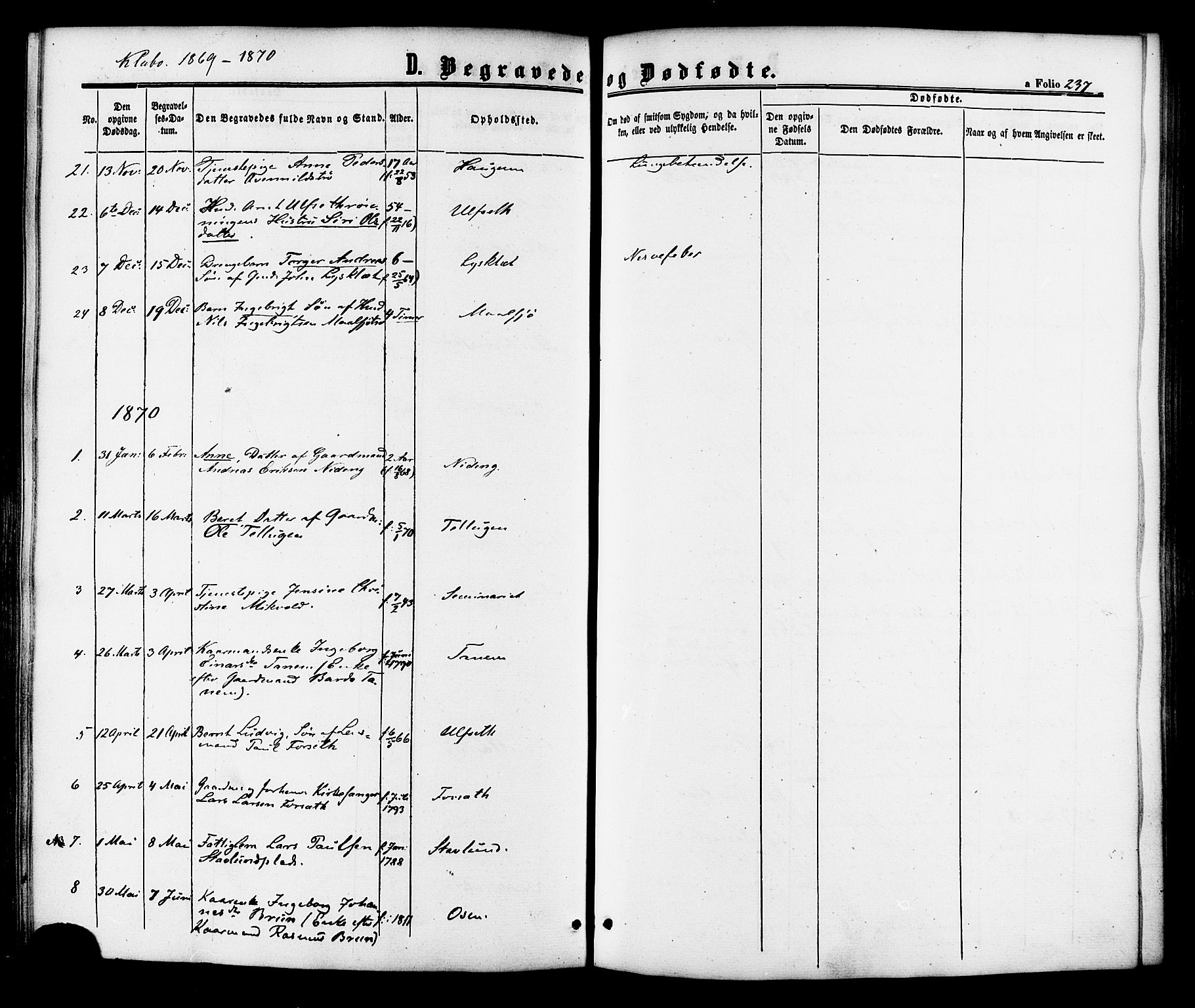 Ministerialprotokoller, klokkerbøker og fødselsregistre - Sør-Trøndelag, SAT/A-1456/618/L0442: Parish register (official) no. 618A06 /1, 1863-1879, p. 237