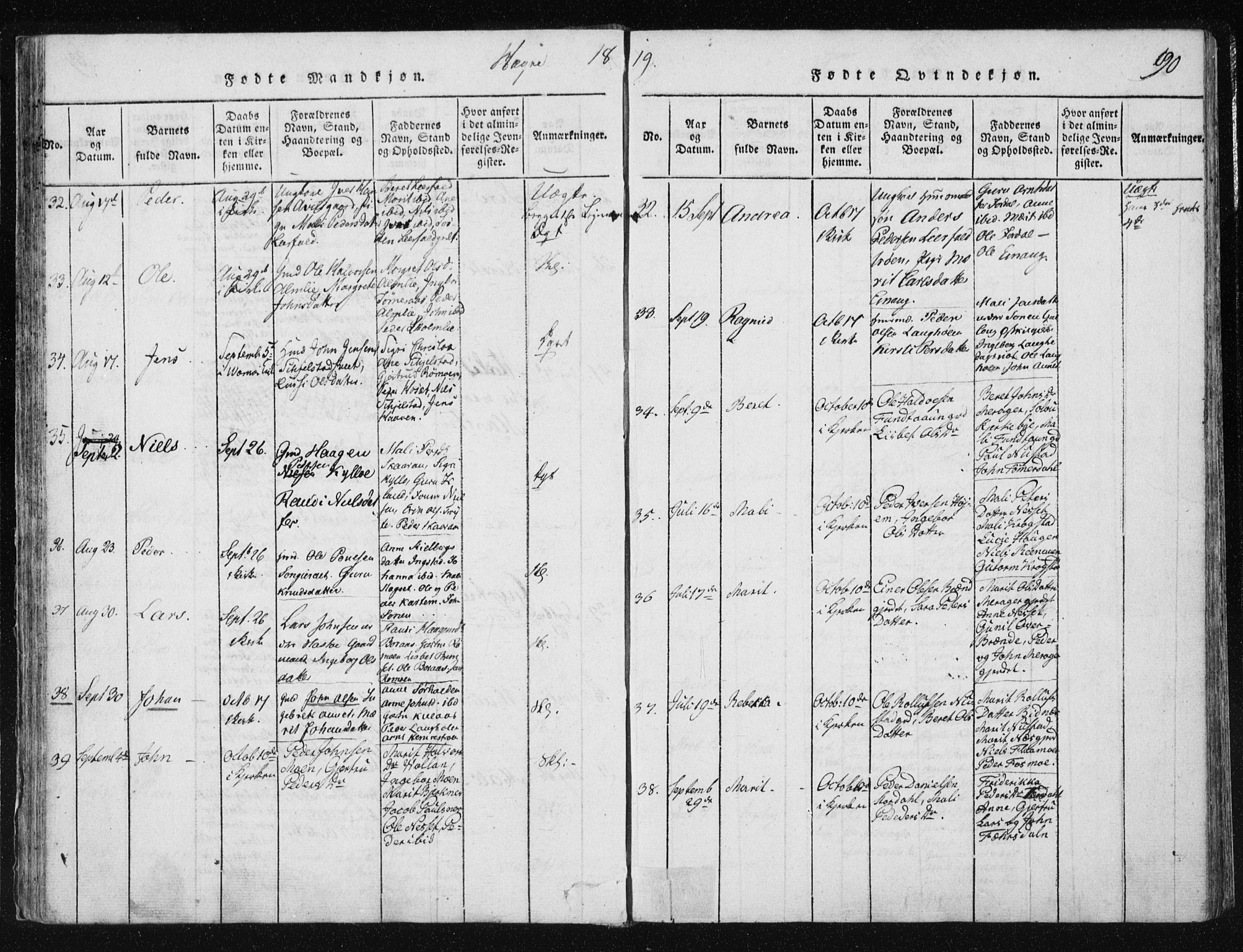 Ministerialprotokoller, klokkerbøker og fødselsregistre - Nord-Trøndelag, AV/SAT-A-1458/709/L0061: Parish register (official) no. 709A08 /4, 1815-1819, p. 90