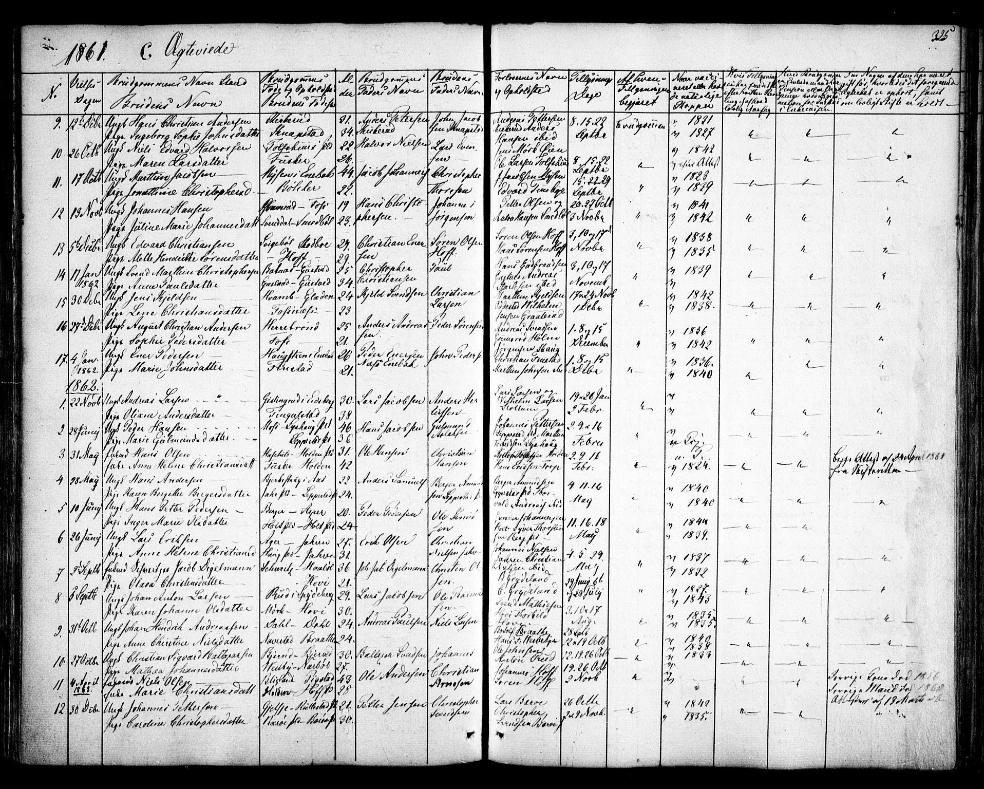 Hobøl prestekontor Kirkebøker, AV/SAO-A-2002/F/Fa/L0003: Parish register (official) no. I 3, 1842-1864, p. 325