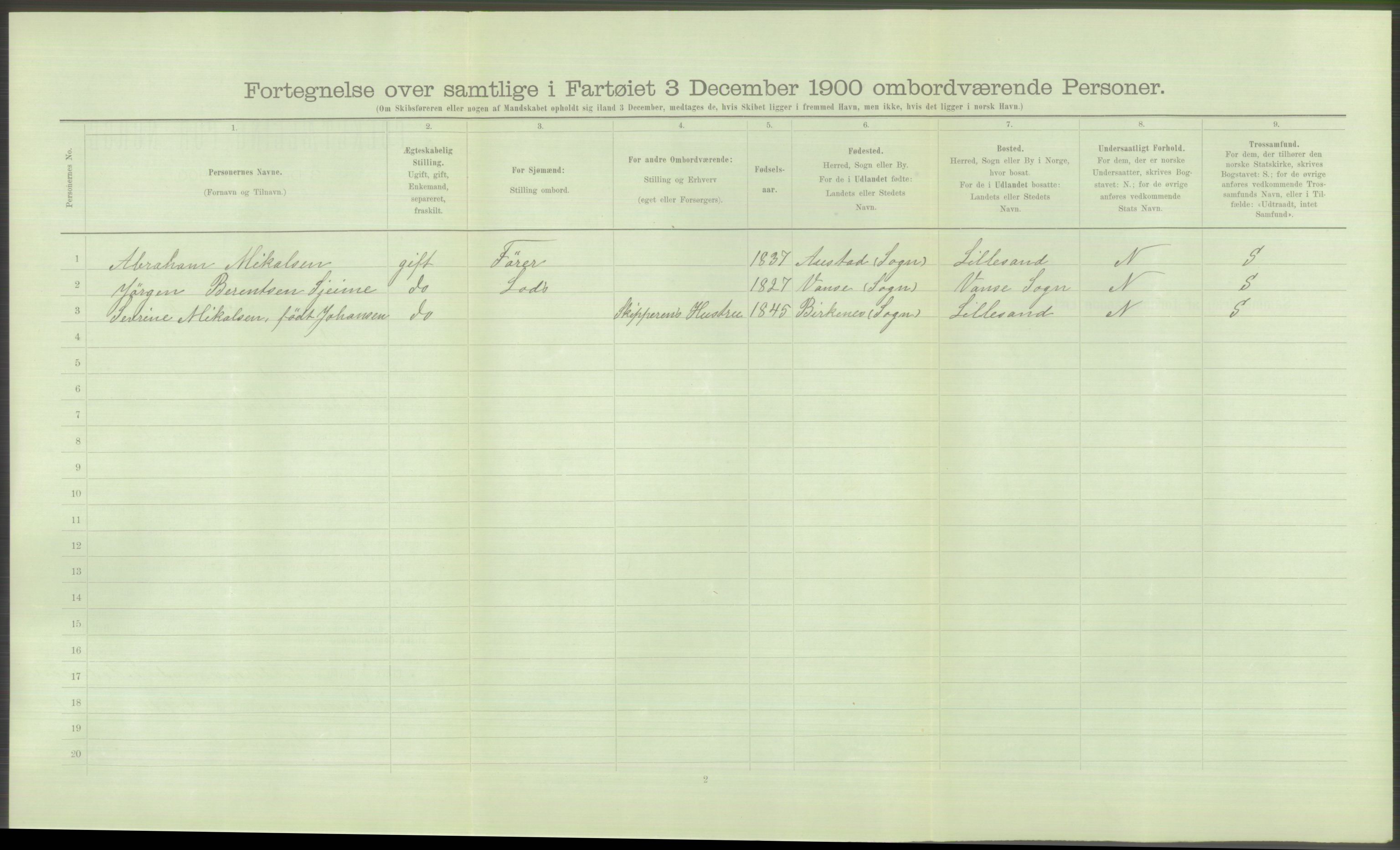 RA, 1900 Census - ship lists from ships in Norwegian harbours, harbours abroad and at sea, 1900, p. 812