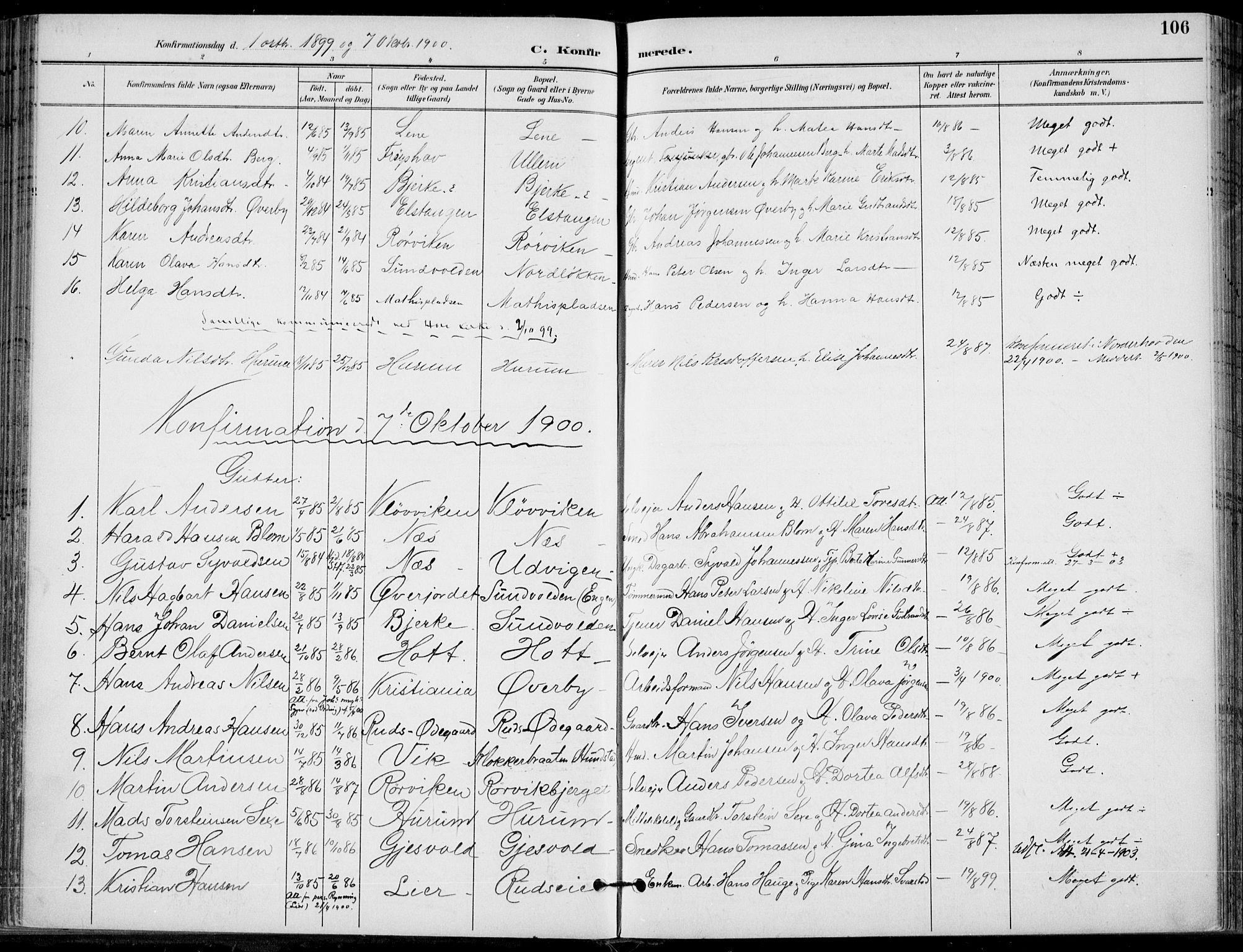 Hole kirkebøker, SAKO/A-228/F/Fa/L0009: Parish register (official) no. I 9, 1892-1907, p. 106