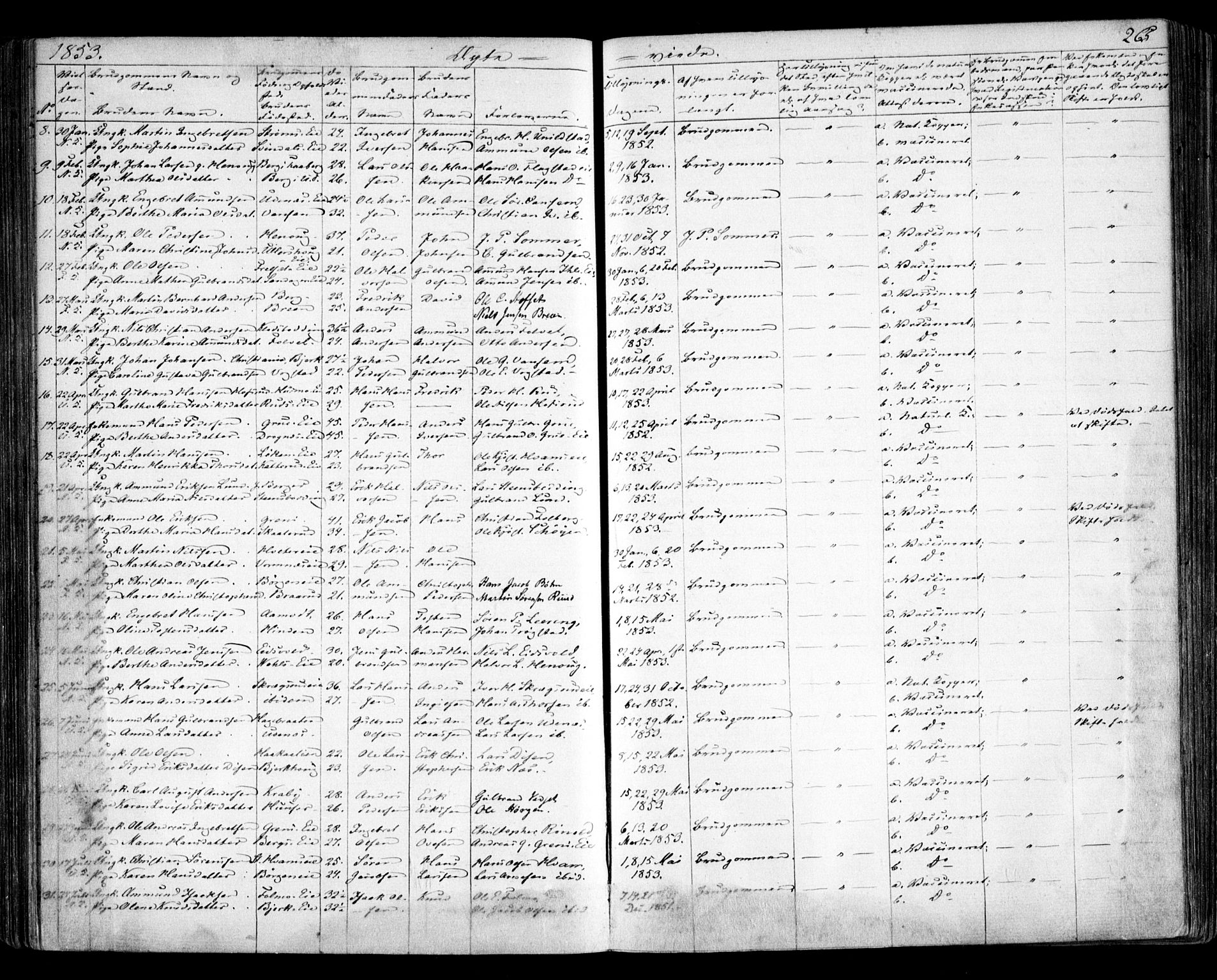 Nes prestekontor Kirkebøker, AV/SAO-A-10410/F/Fa/L0007: Parish register (official) no. I 7, 1846-1858, p. 265