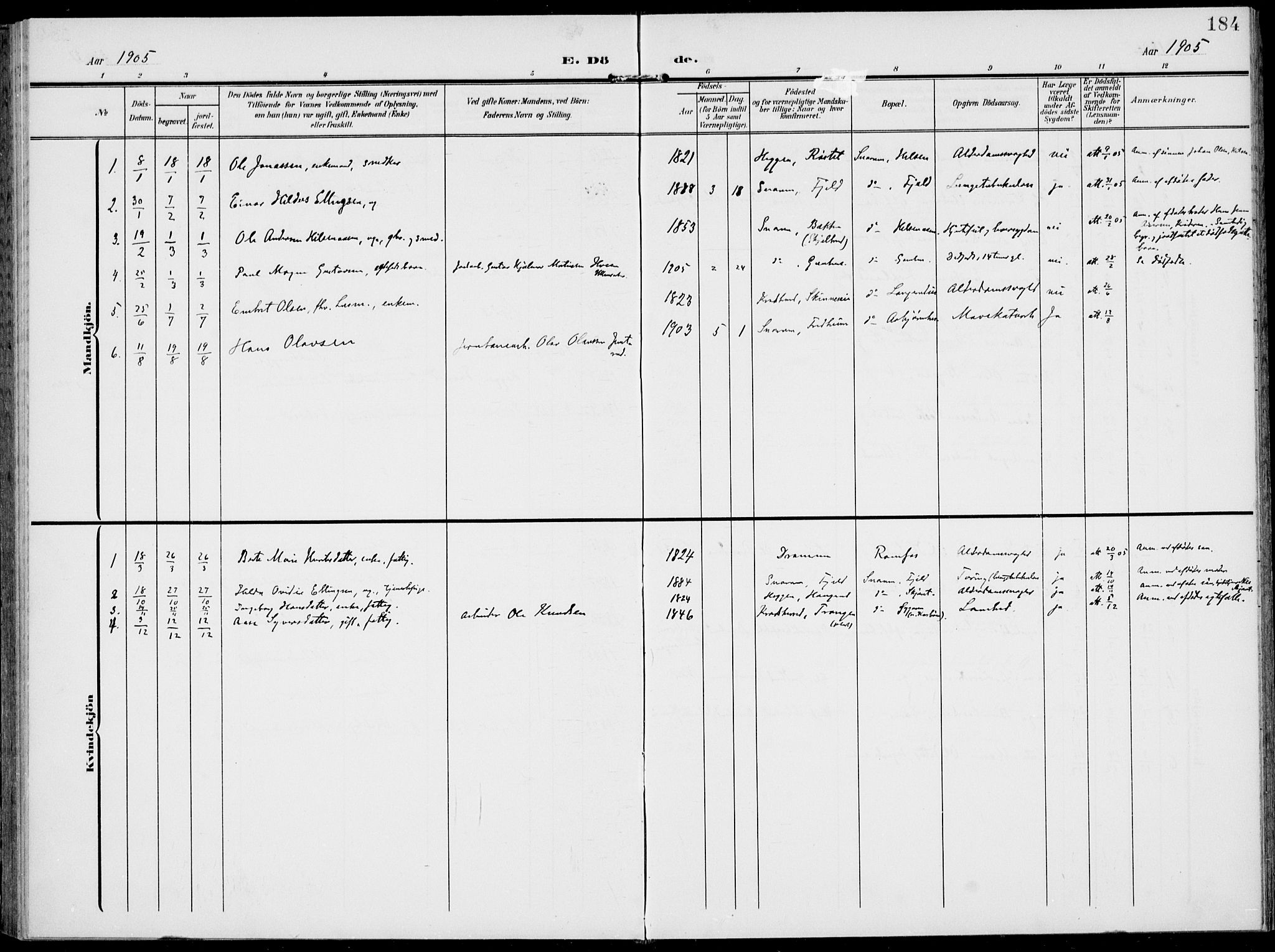 Modum kirkebøker, SAKO/A-234/F/Fa/L0019: Parish register (official) no. 19, 1890-1914, p. 184