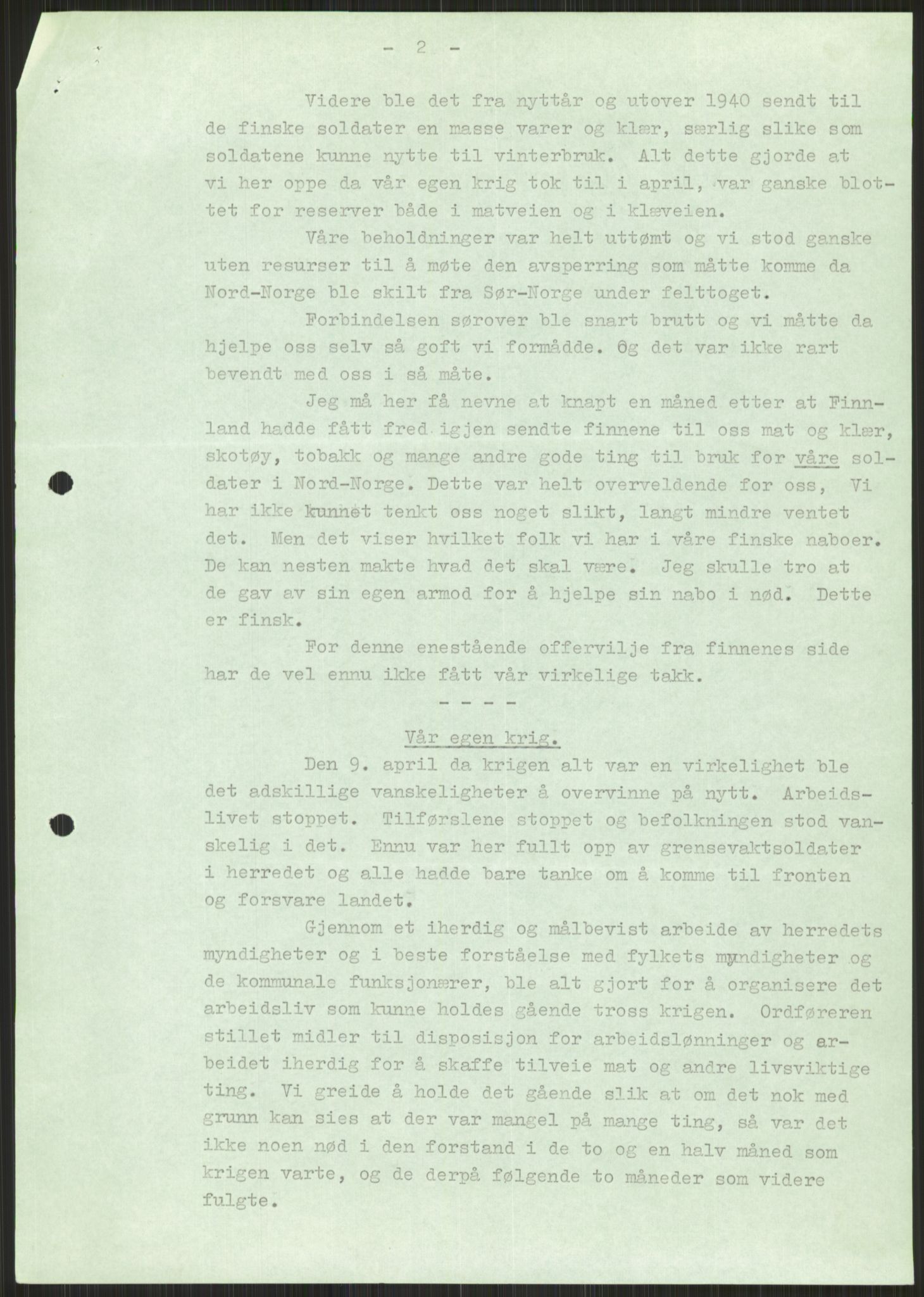 Forsvaret, Forsvarets krigshistoriske avdeling, AV/RA-RAFA-2017/Y/Ya/L0017: II-C-11-31 - Fylkesmenn.  Rapporter om krigsbegivenhetene 1940., 1940, p. 733