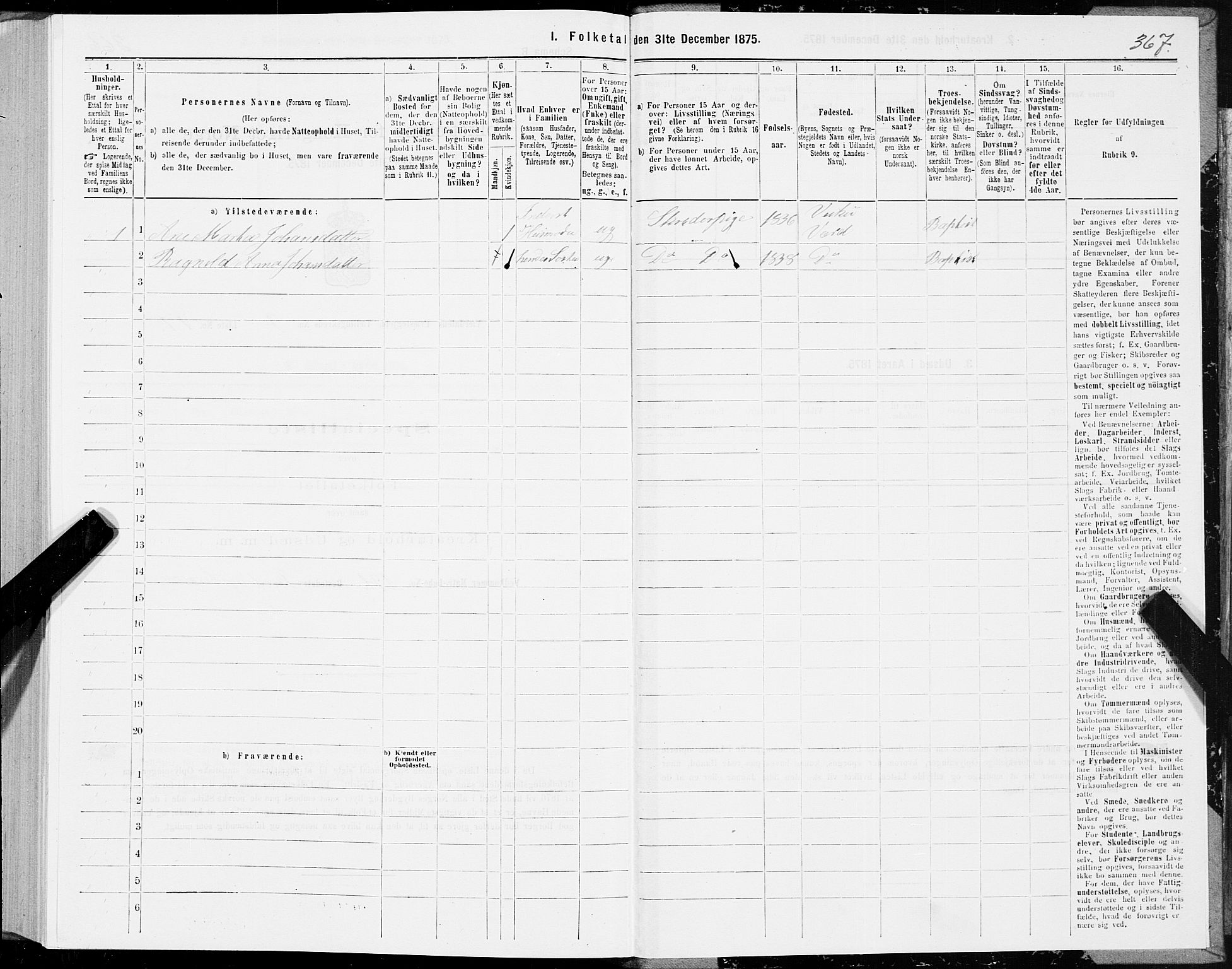 SAT, 1875 census for 1721P Verdal, 1875, p. 5367