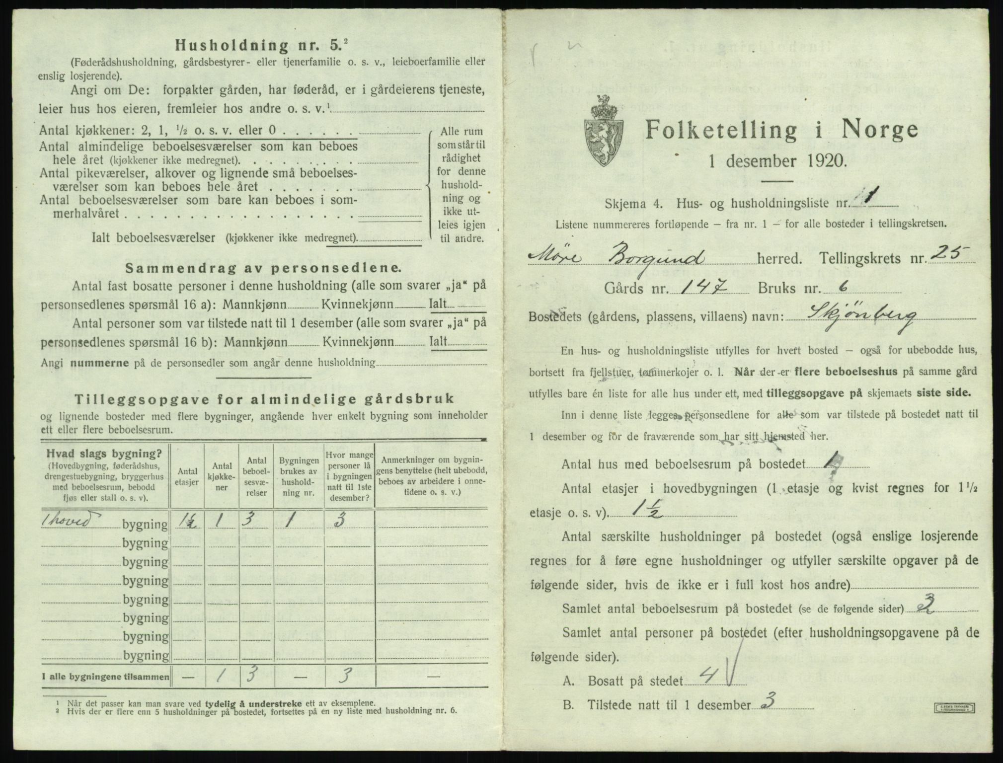 SAT, 1920 census for Borgund, 1920, p. 2018