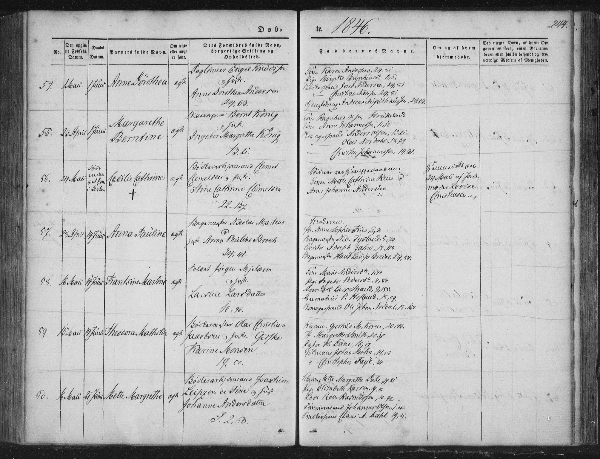 Korskirken sokneprestembete, AV/SAB-A-76101/H/Haa/L0016: Parish register (official) no. B 2, 1841-1851, p. 244