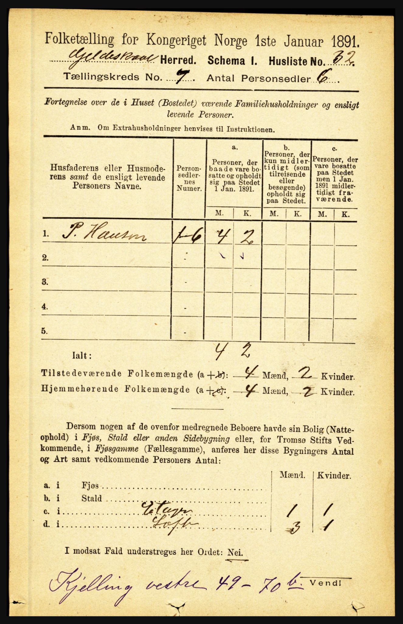 RA, 1891 census for 1838 Gildeskål, 1891, p. 2234