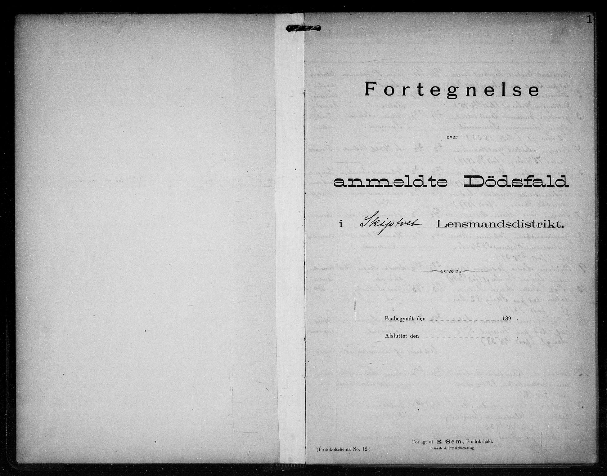 Skiptvet lensmannskontor, SAO/A-10080/H/Ha/L0003: Dødsanmeldelsesprotokoll, 1896-1914, p. 1