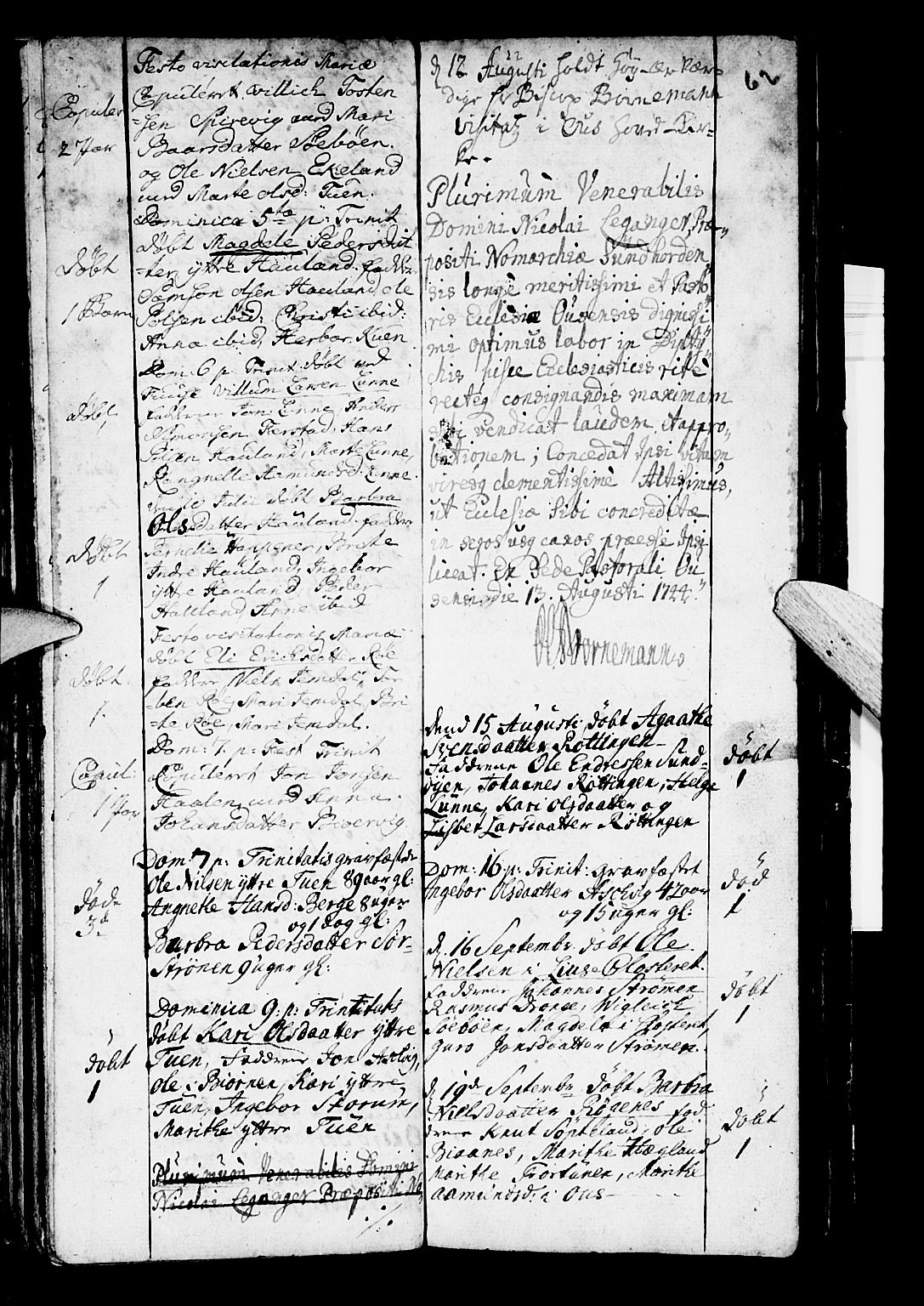 Os sokneprestembete, SAB/A-99929: Parish register (official) no. A 2, 1723-1758, p. 62