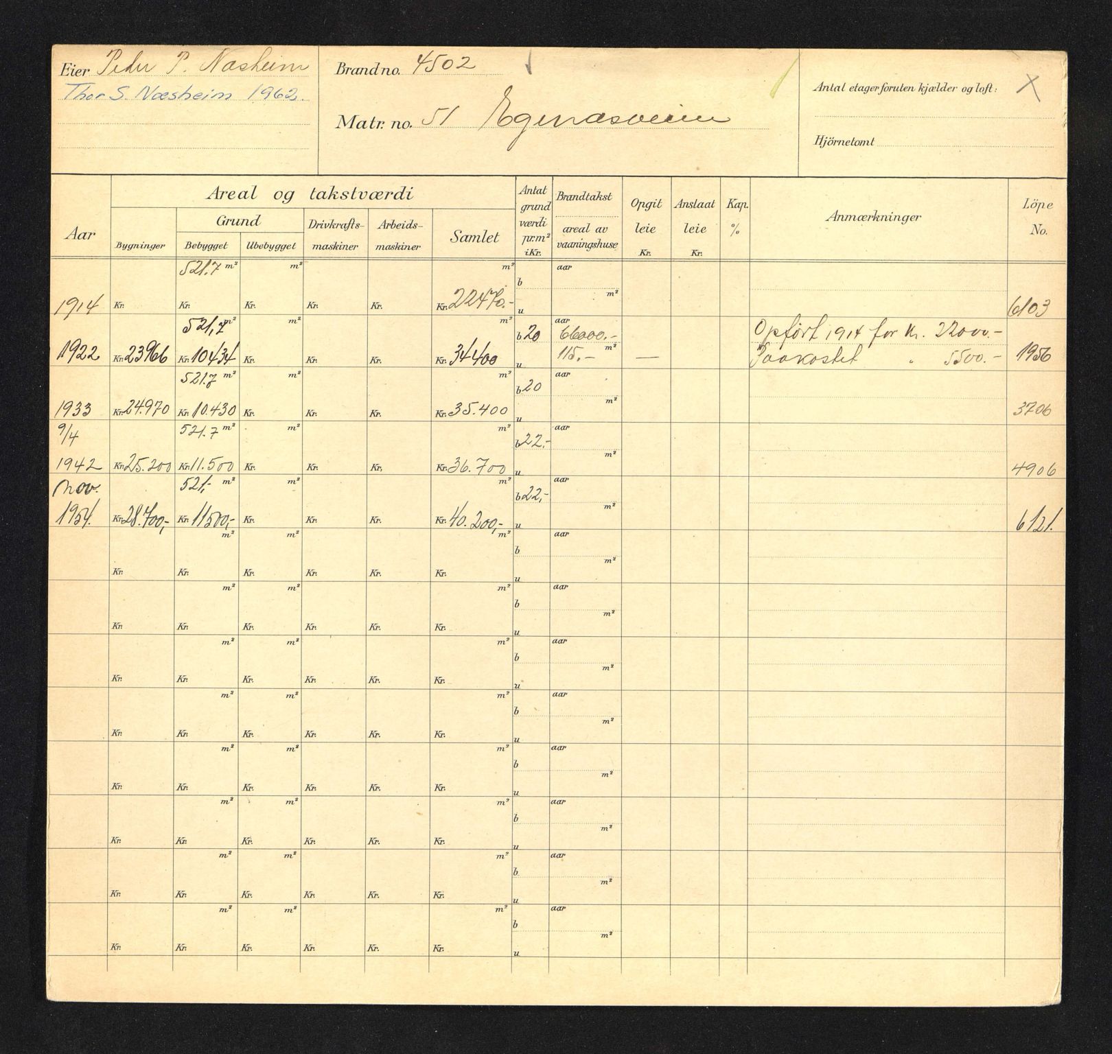 Stavanger kommune. Skattetakstvesenet, BYST/A-0440/F/Fa/Faa/L0011/0004: Skattetakstkort / Eiganesveien 48 - 72