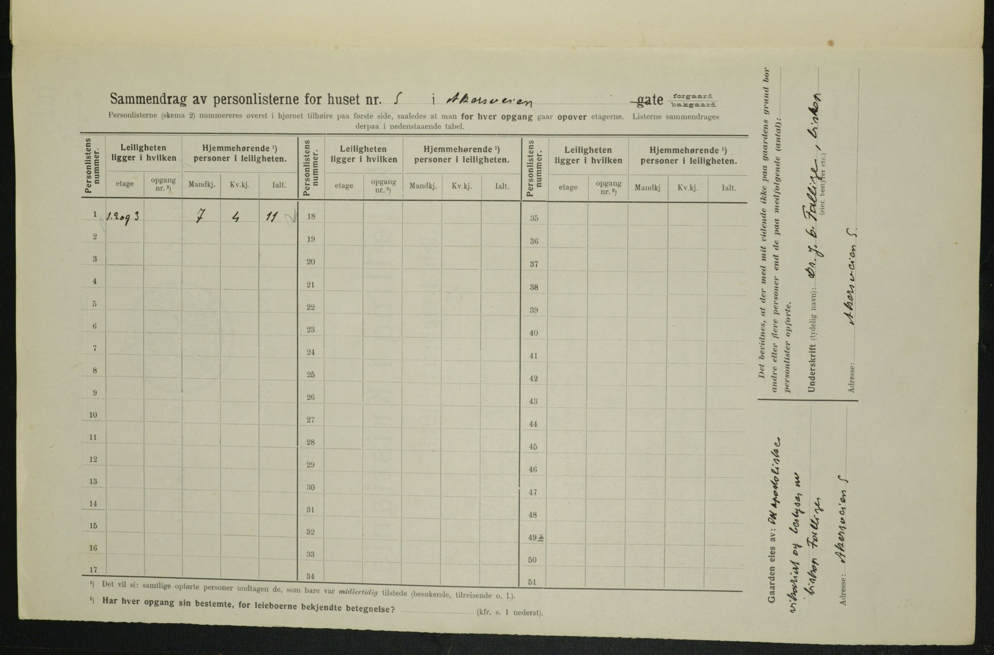 OBA, Municipal Census 1914 for Kristiania, 1914, p. 809