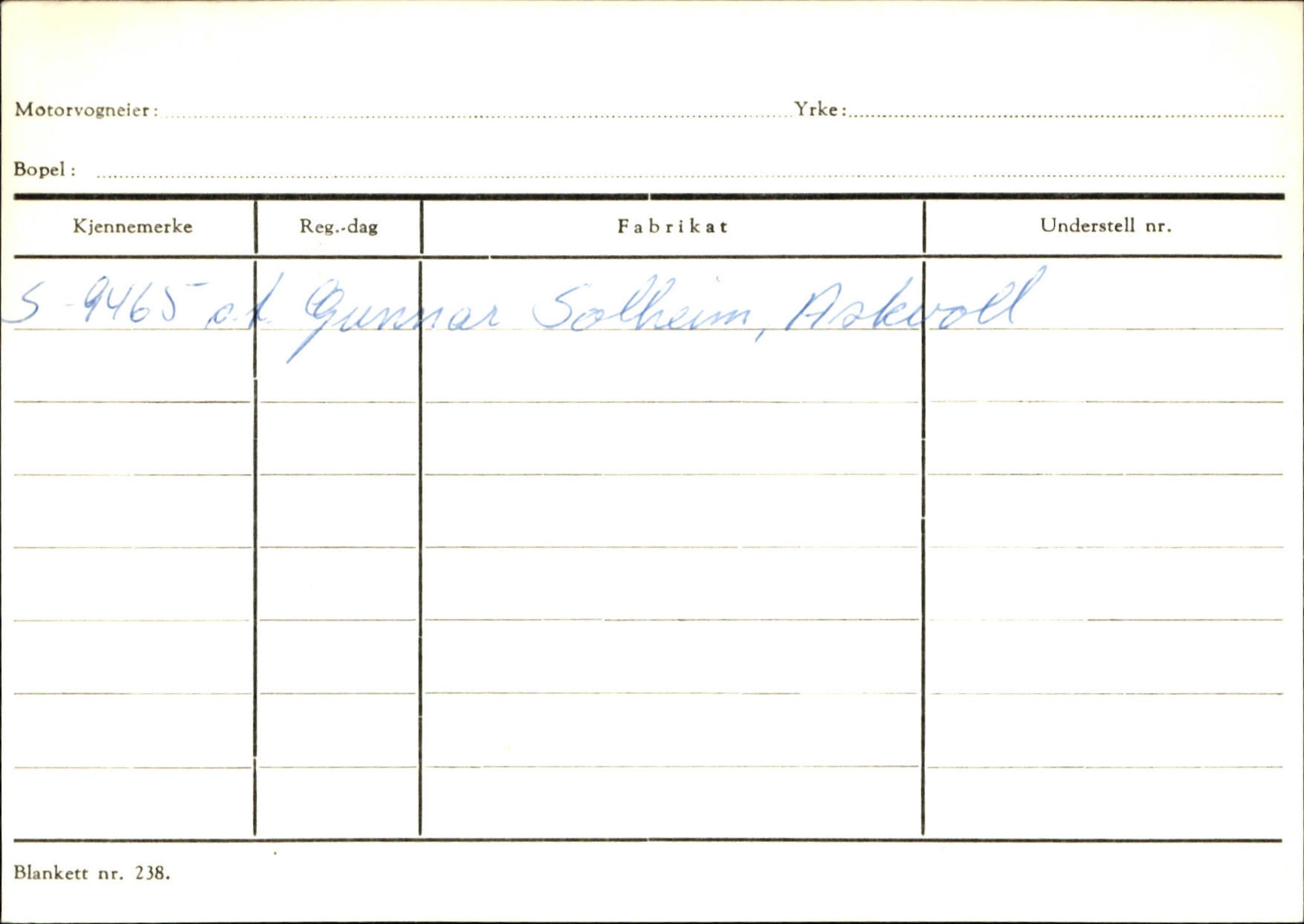 Statens vegvesen, Sogn og Fjordane vegkontor, AV/SAB-A-5301/4/F/L0132: Eigarregister Askvoll A-Å. Balestrand A-Å, 1945-1975, p. 288